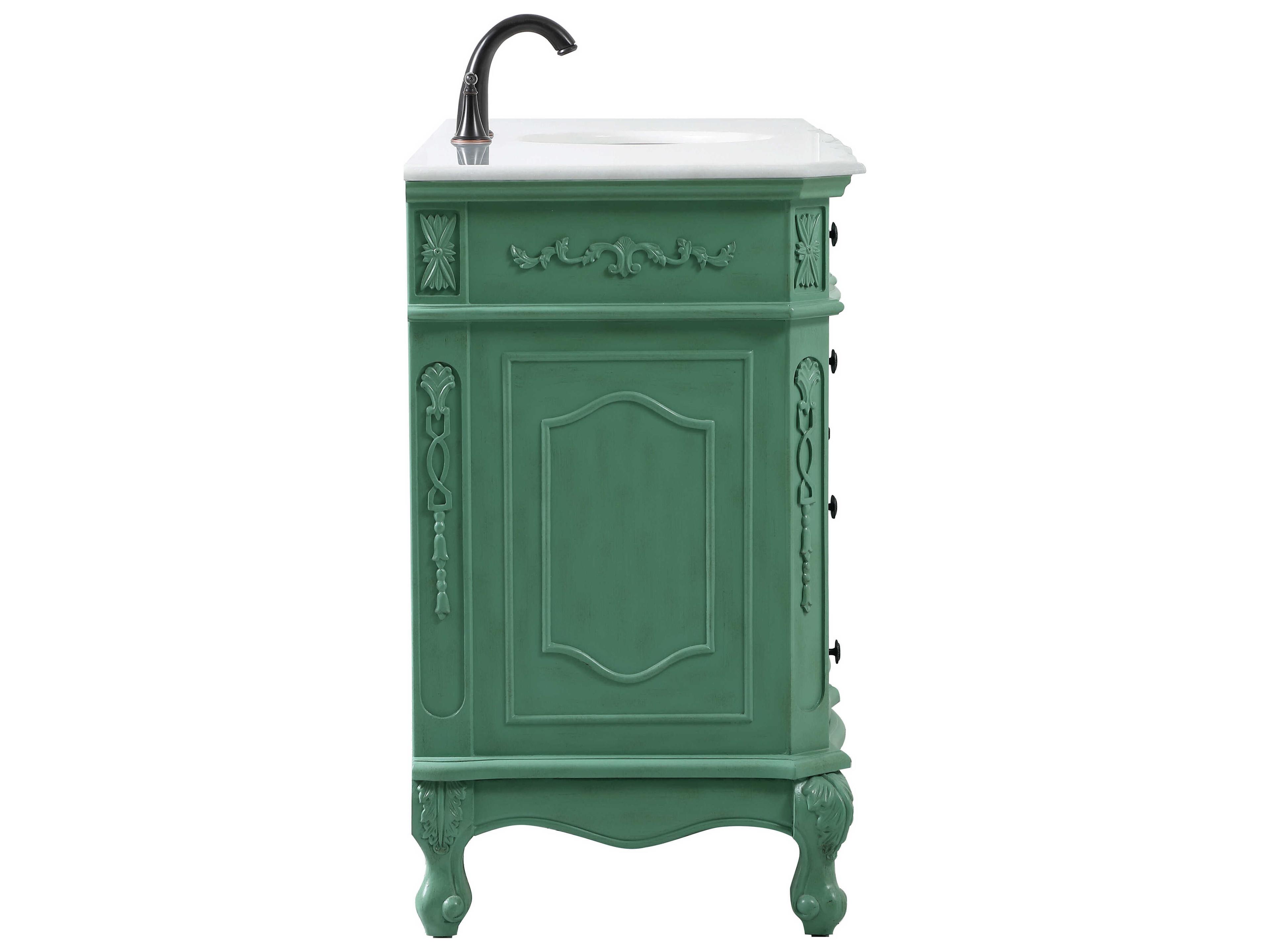 Elegant Lighting Danville Vintage Mint 60" Vanity with Ivory White Quartz Countertop