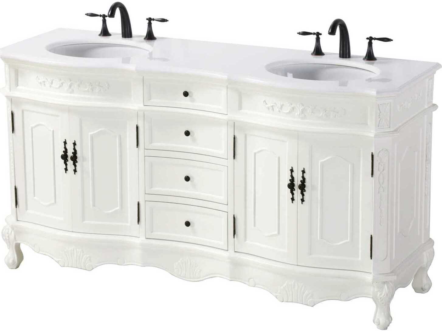 Elegant Lighting Danville 66" Antique White Vanity
