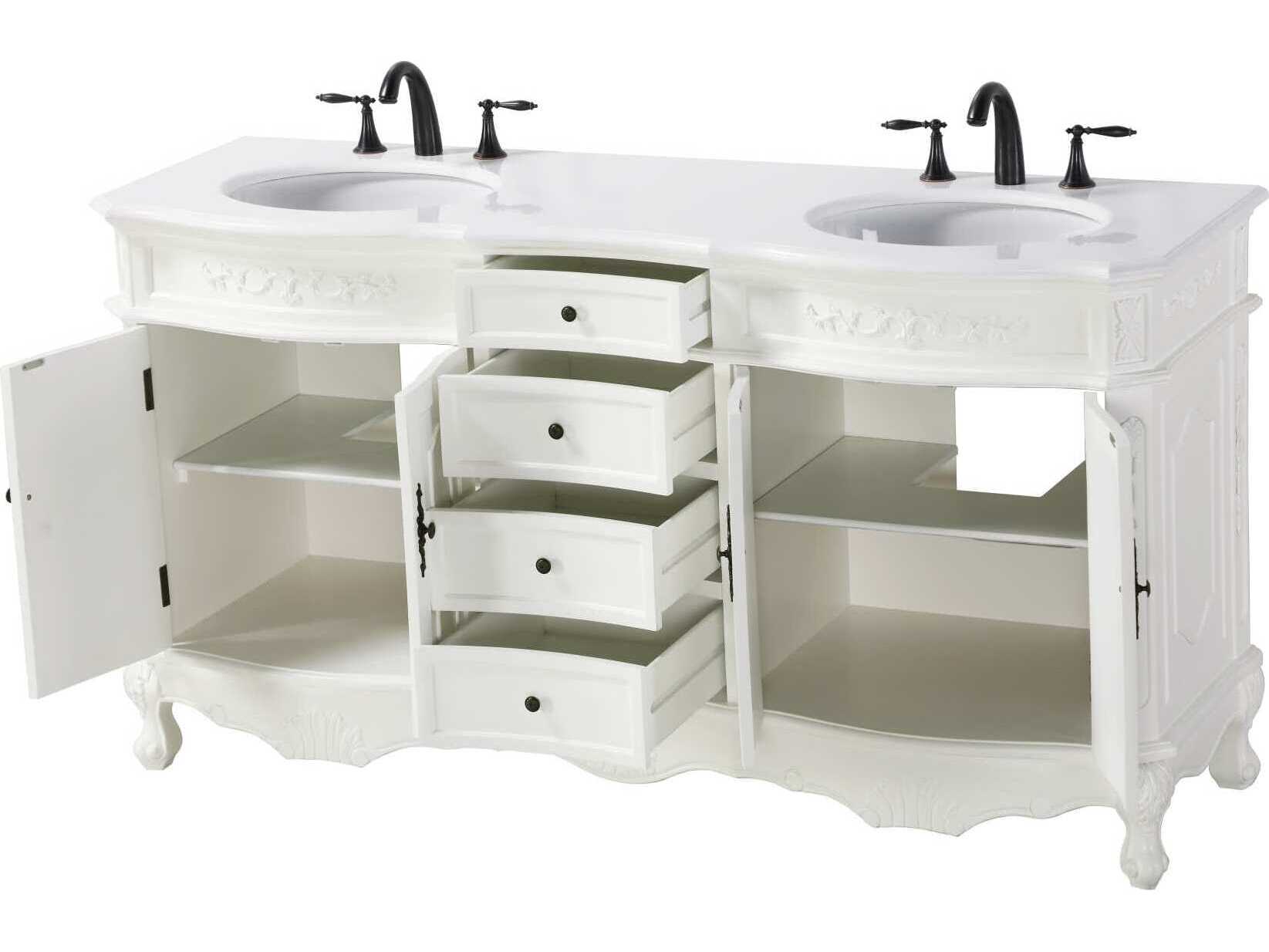 Elegant Lighting Danville 66" Antique White Vanity