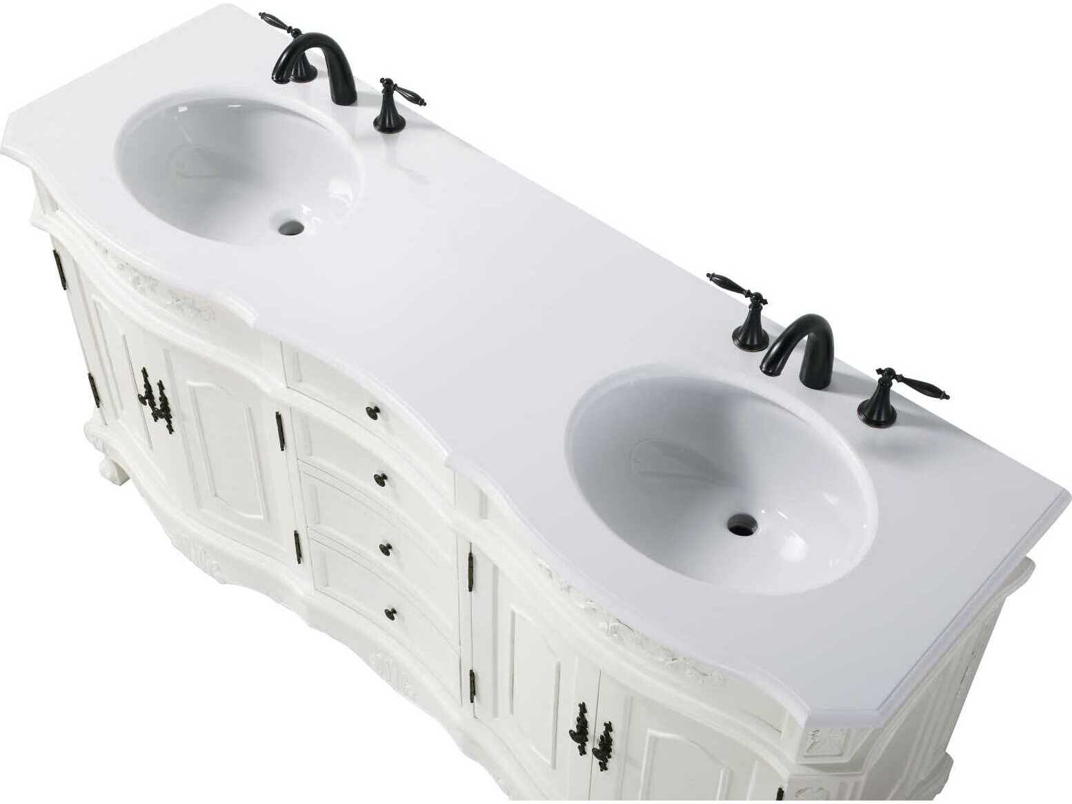 Elegant Lighting Danville 66" Antique White Vanity