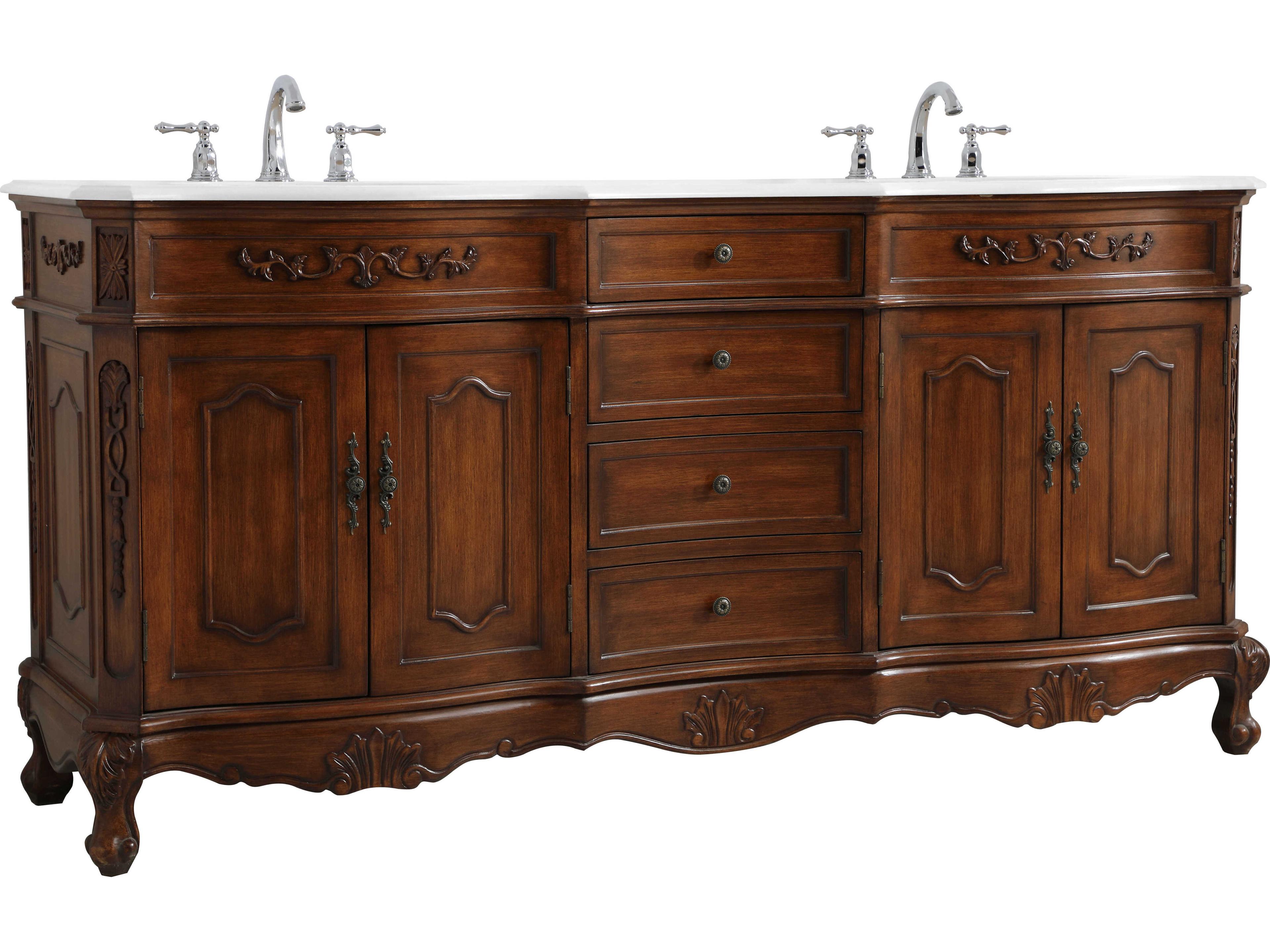 Elegant Lighting Danville Teak 72" Vanity with Ivory White Quartz Countertop