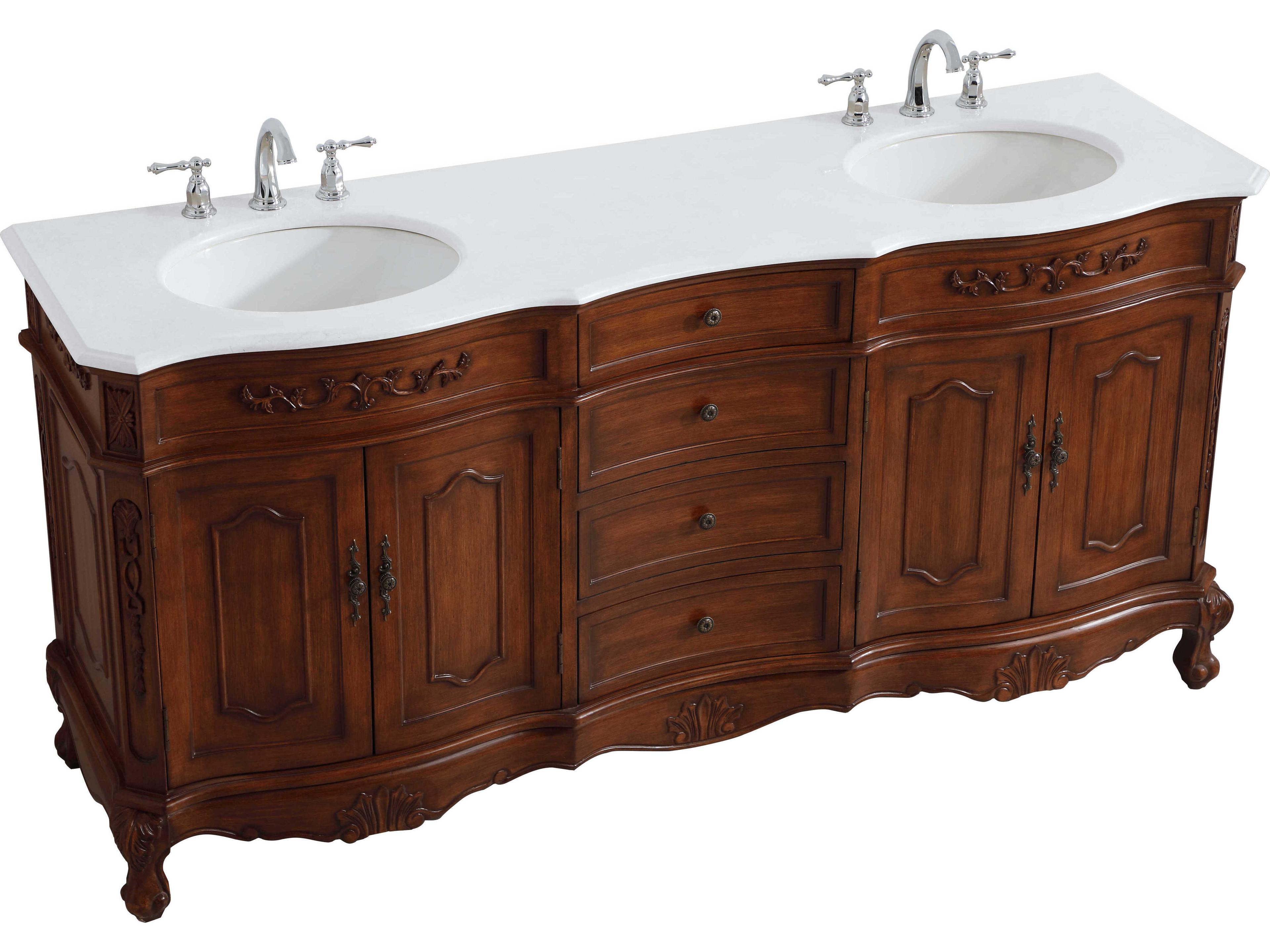 Elegant Lighting Danville Teak 72" Vanity with Ivory White Quartz Countertop