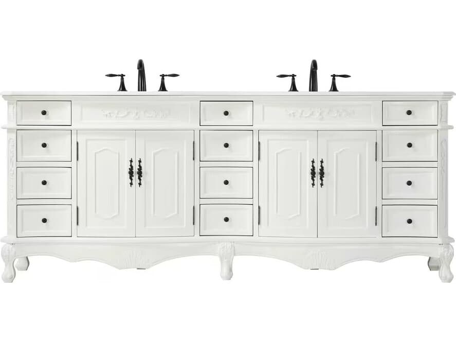 Elegant Lighting Danville 84" Antique White Vanity