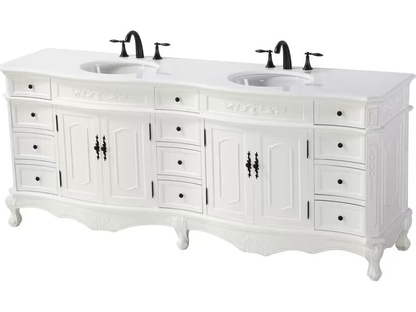 Elegant Lighting Danville 84" Antique White Vanity