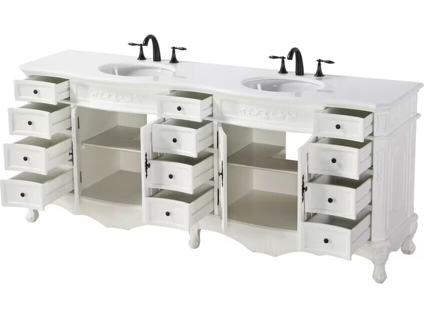 Elegant Lighting Danville 84" Antique White Vanity