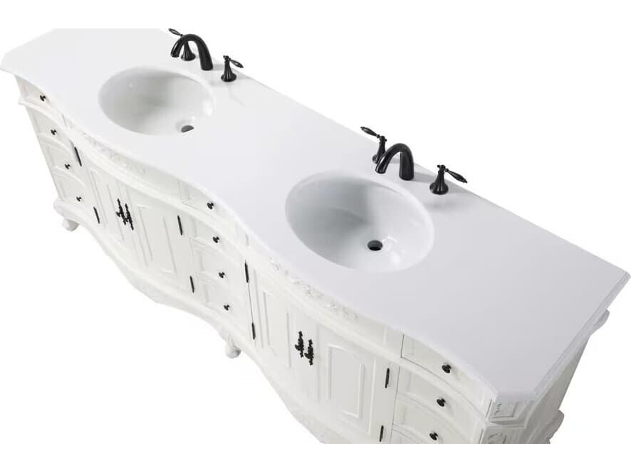 Elegant Lighting Danville 84" Antique White Vanity