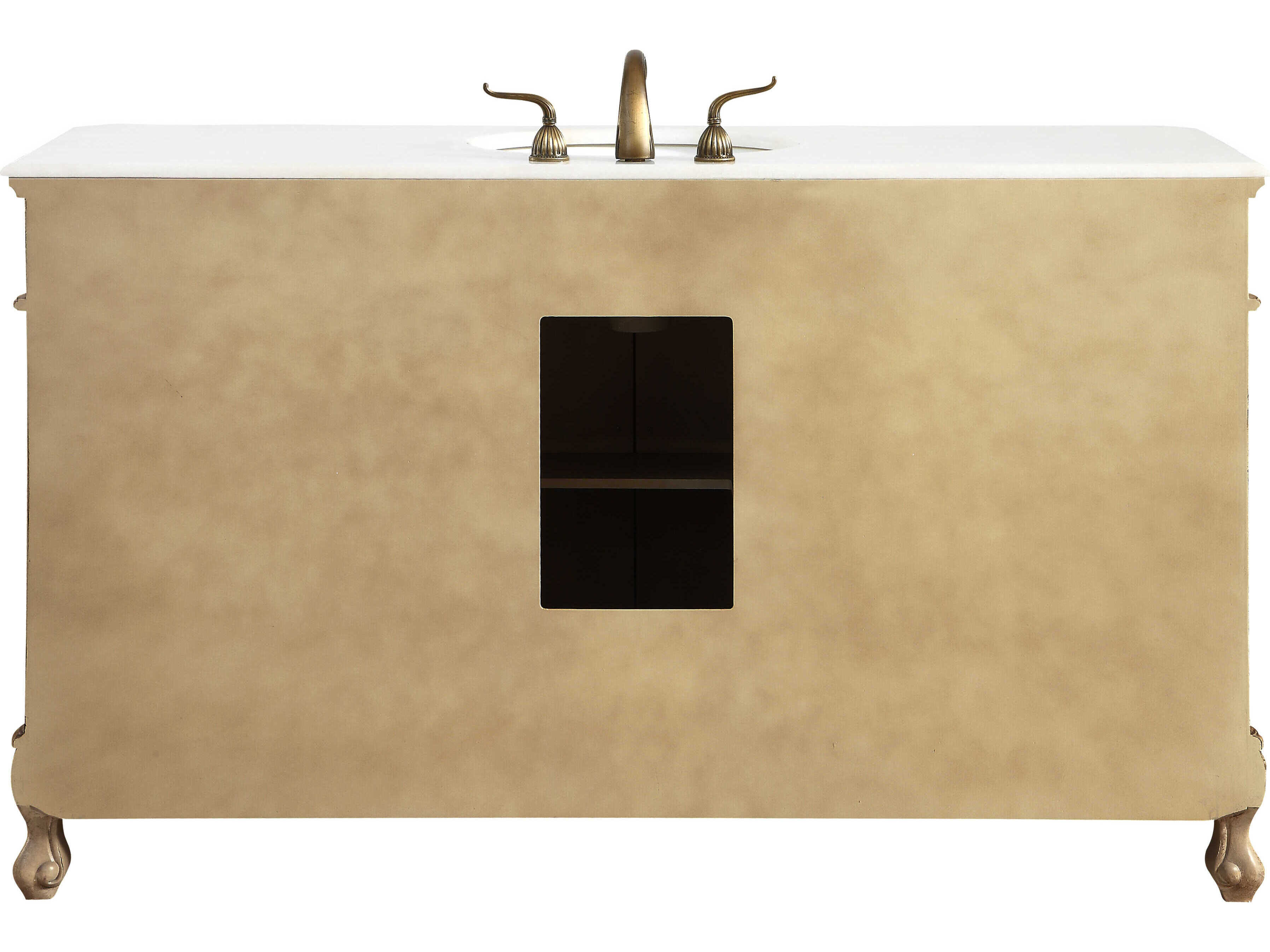 Elegant Lighting Danville Antique Beige 60" Vanity with Ivory White Quartz Countertop