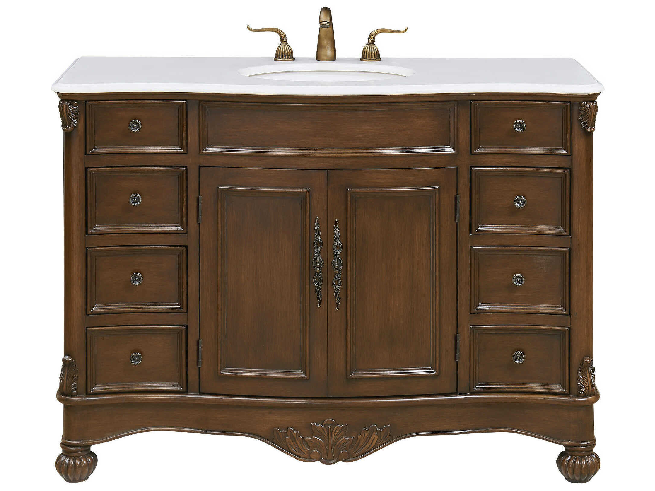 Elegant Lighting Windsor Brown 48" Vanity with Ivory White Quartz Countertop