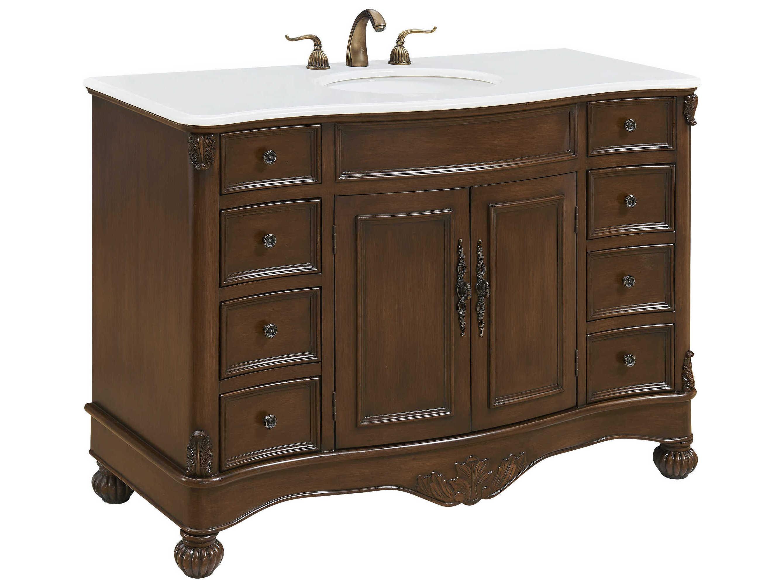 Elegant Lighting Windsor Brown 48" Vanity with Ivory White Quartz Countertop