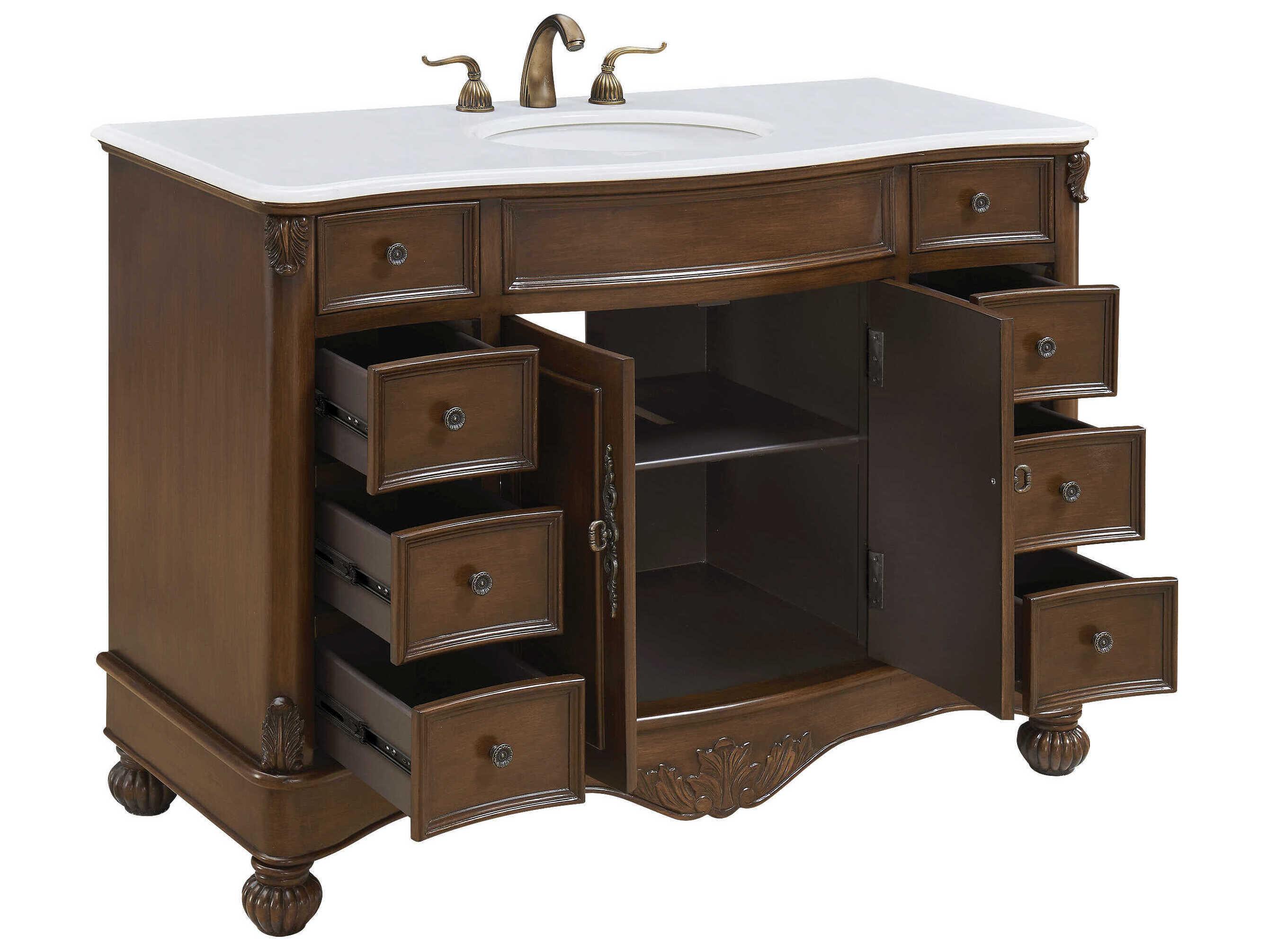 Elegant Lighting Windsor Brown 48" Vanity with Ivory White Quartz Countertop