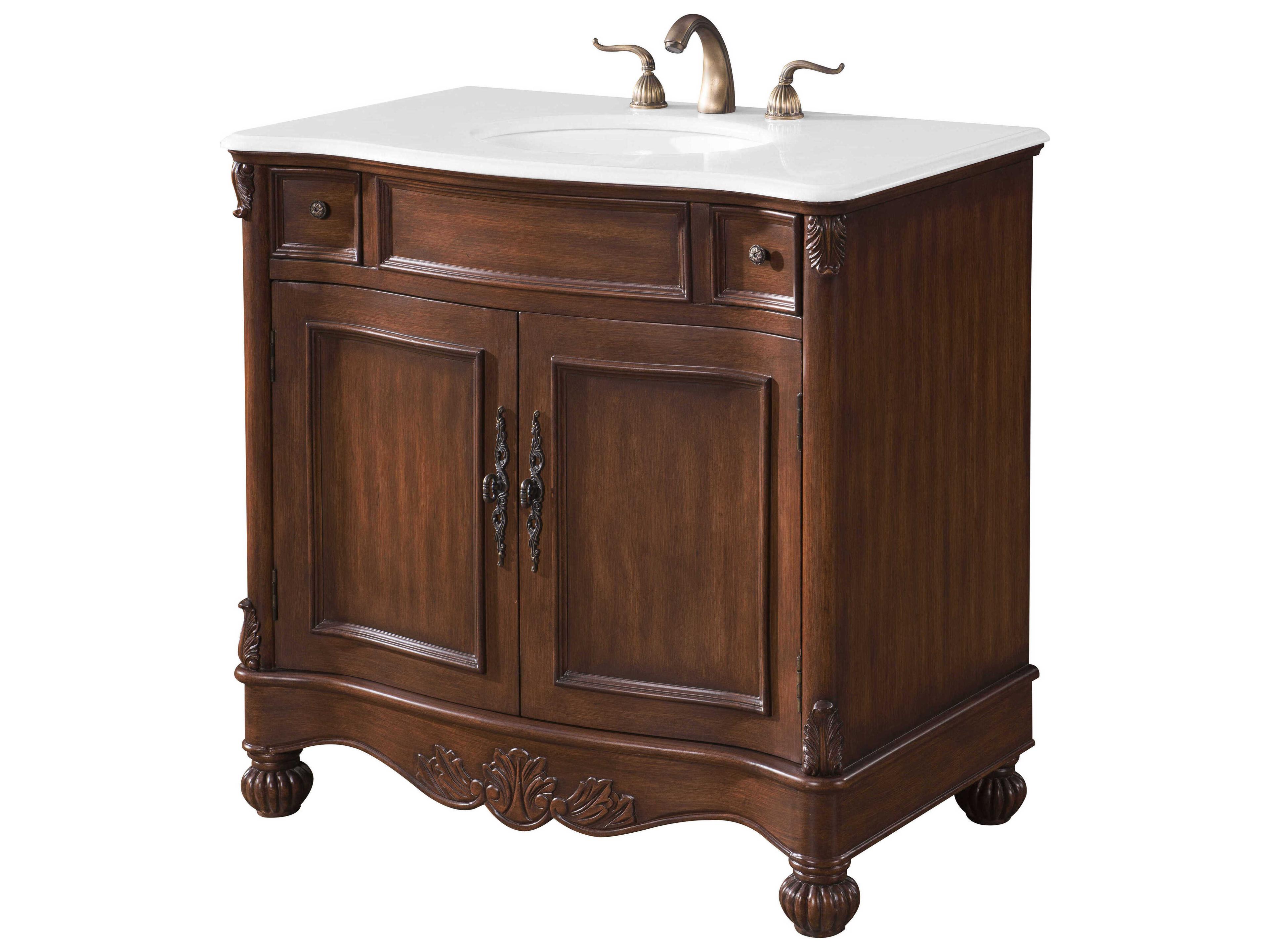 Elegant Lighting Windsor Brown 36" Vanity with Ivory White Quartz Countertop
