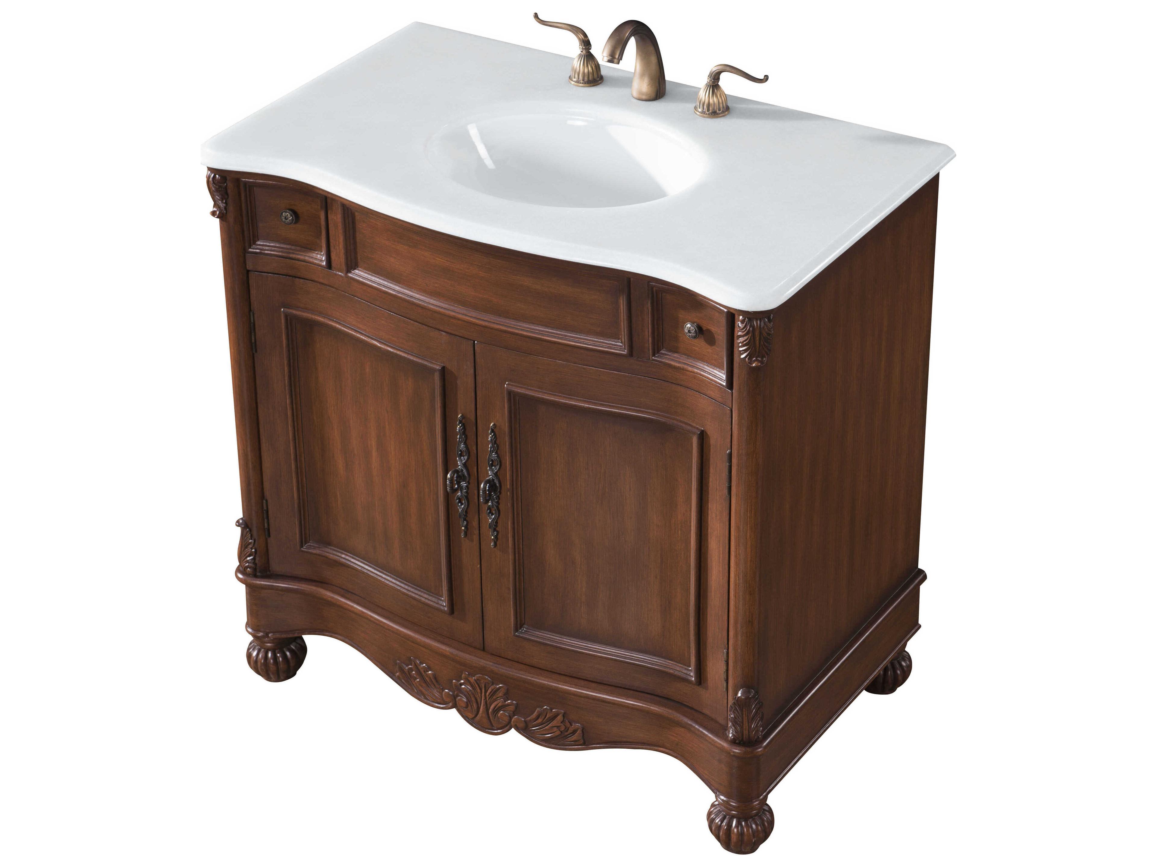 Elegant Lighting Windsor Brown 36" Vanity with Ivory White Quartz Countertop
