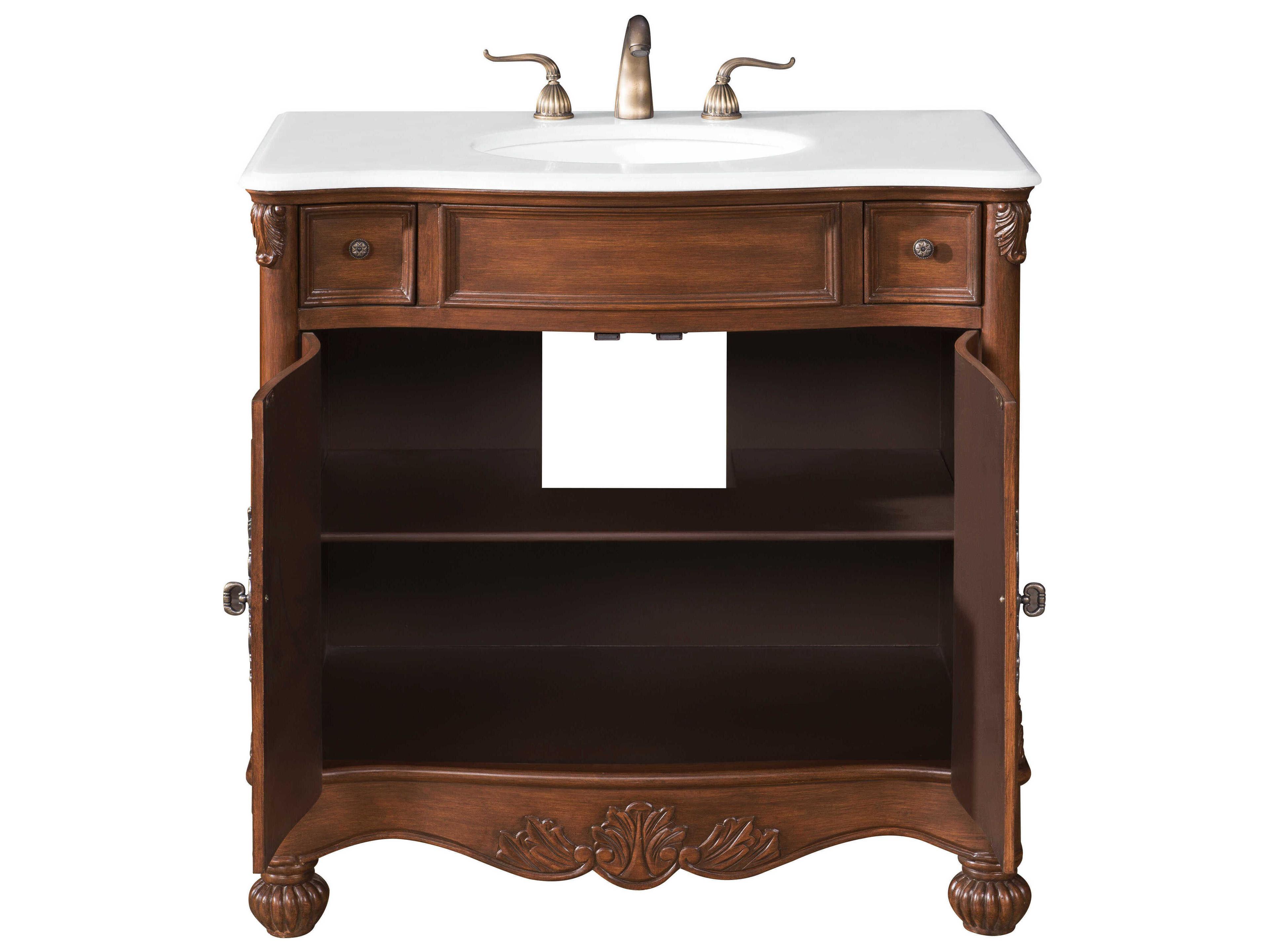 Elegant Lighting Windsor Brown 36" Vanity with Ivory White Quartz Countertop