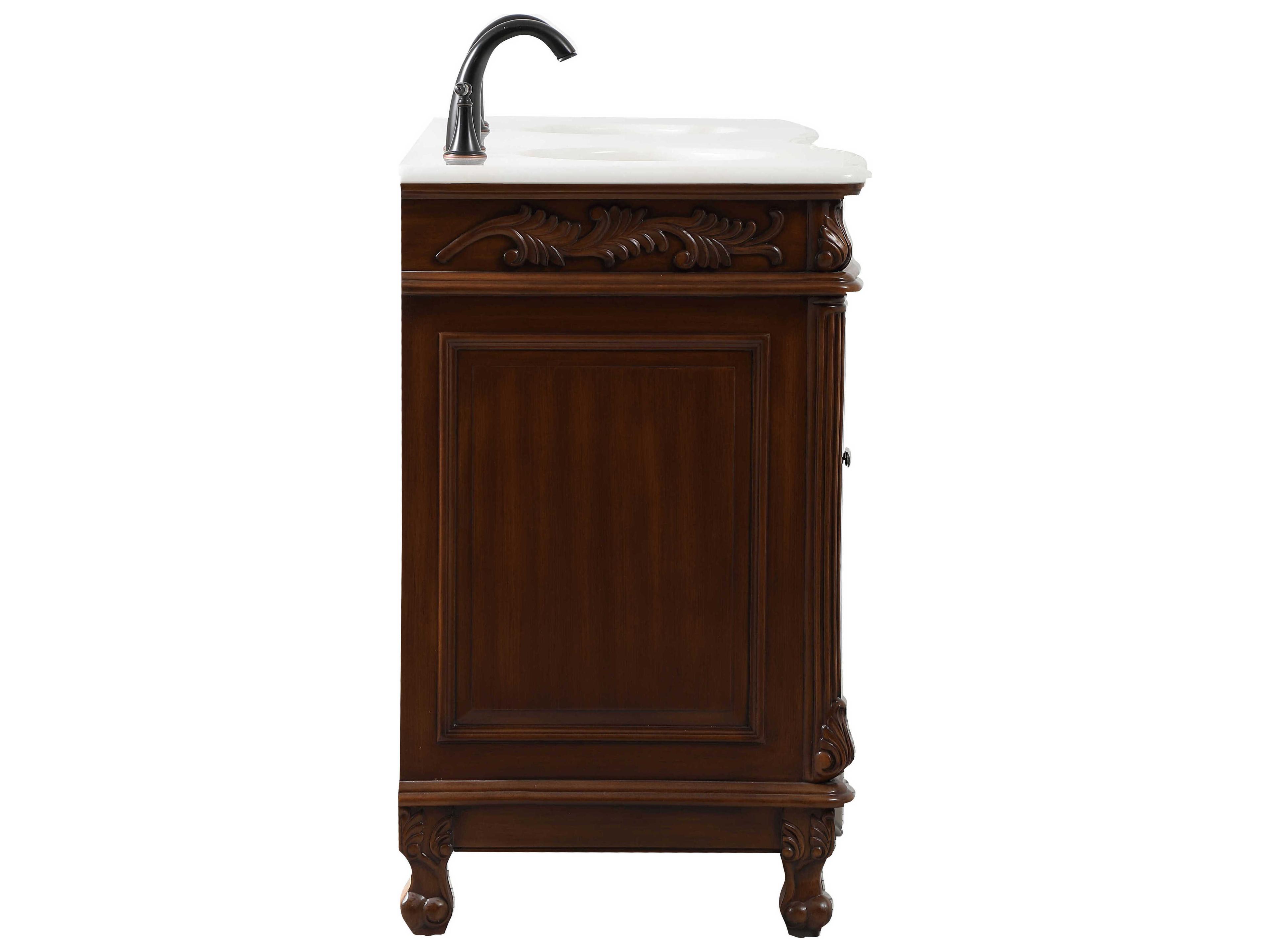 Elegant Lighting Windsor Teak 60" Vanity with Ivory White Quartz Countertop