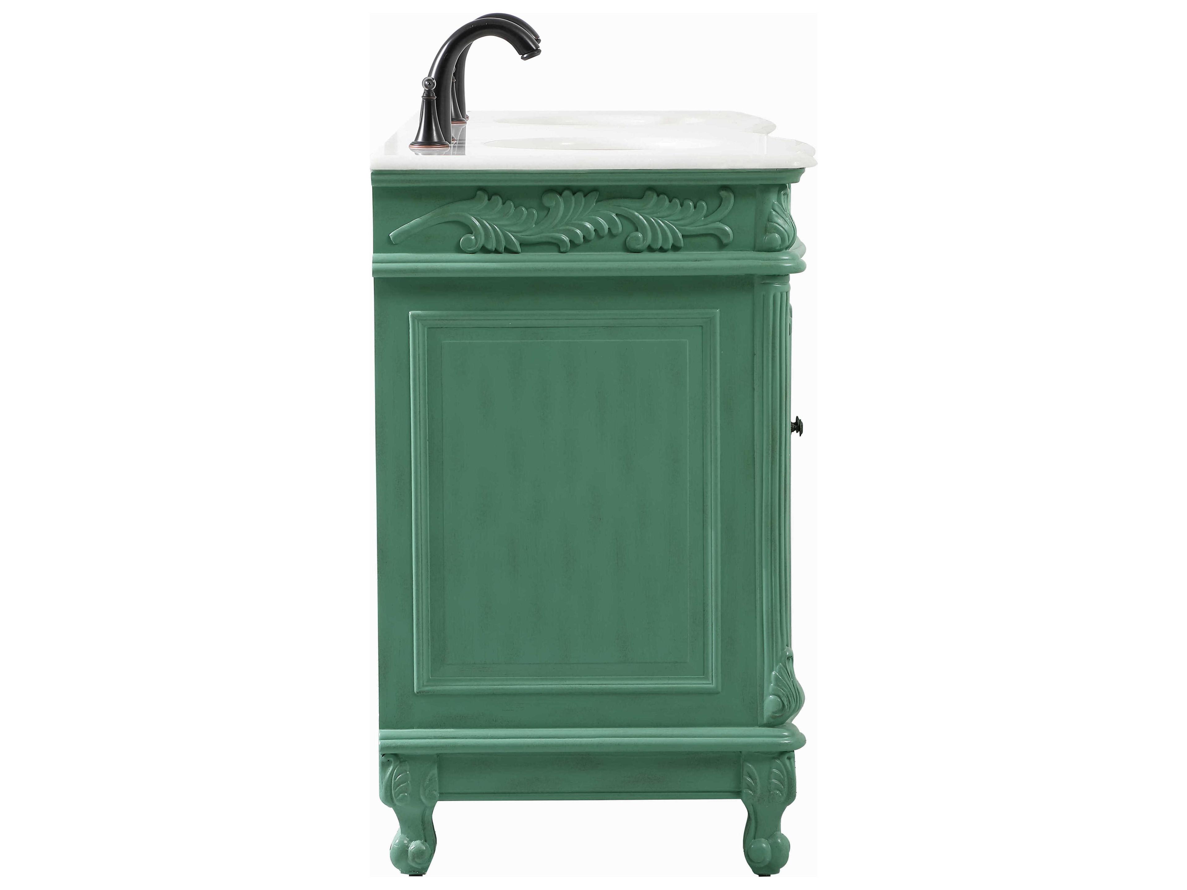 Elegant Lighting Windsor Vintage Mint 60" Vanity with Ivory White Quartz Countertop