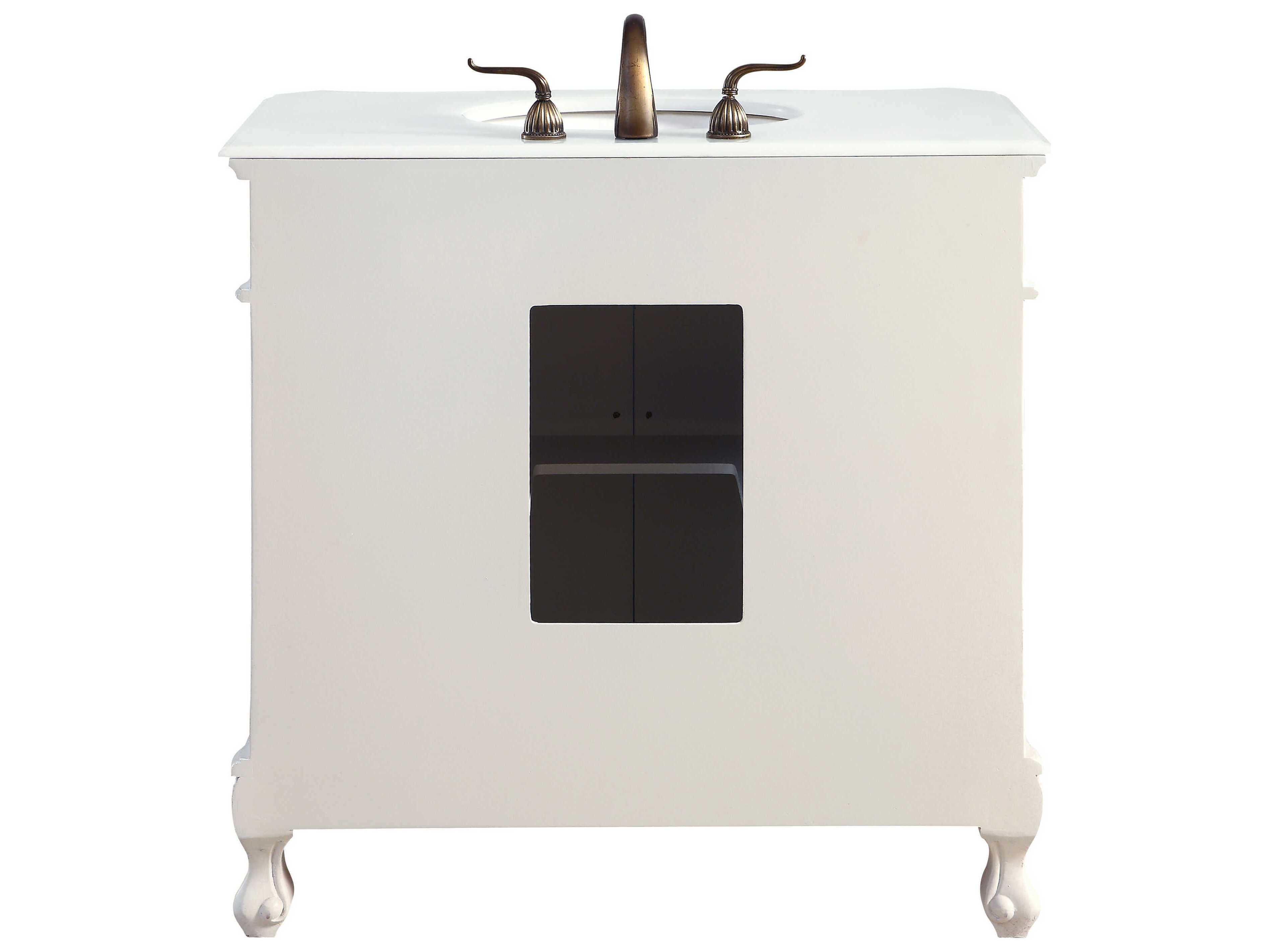 Elegant Lighting Danville Antique White 36" Vanity with Ivory White Quartz Countertop