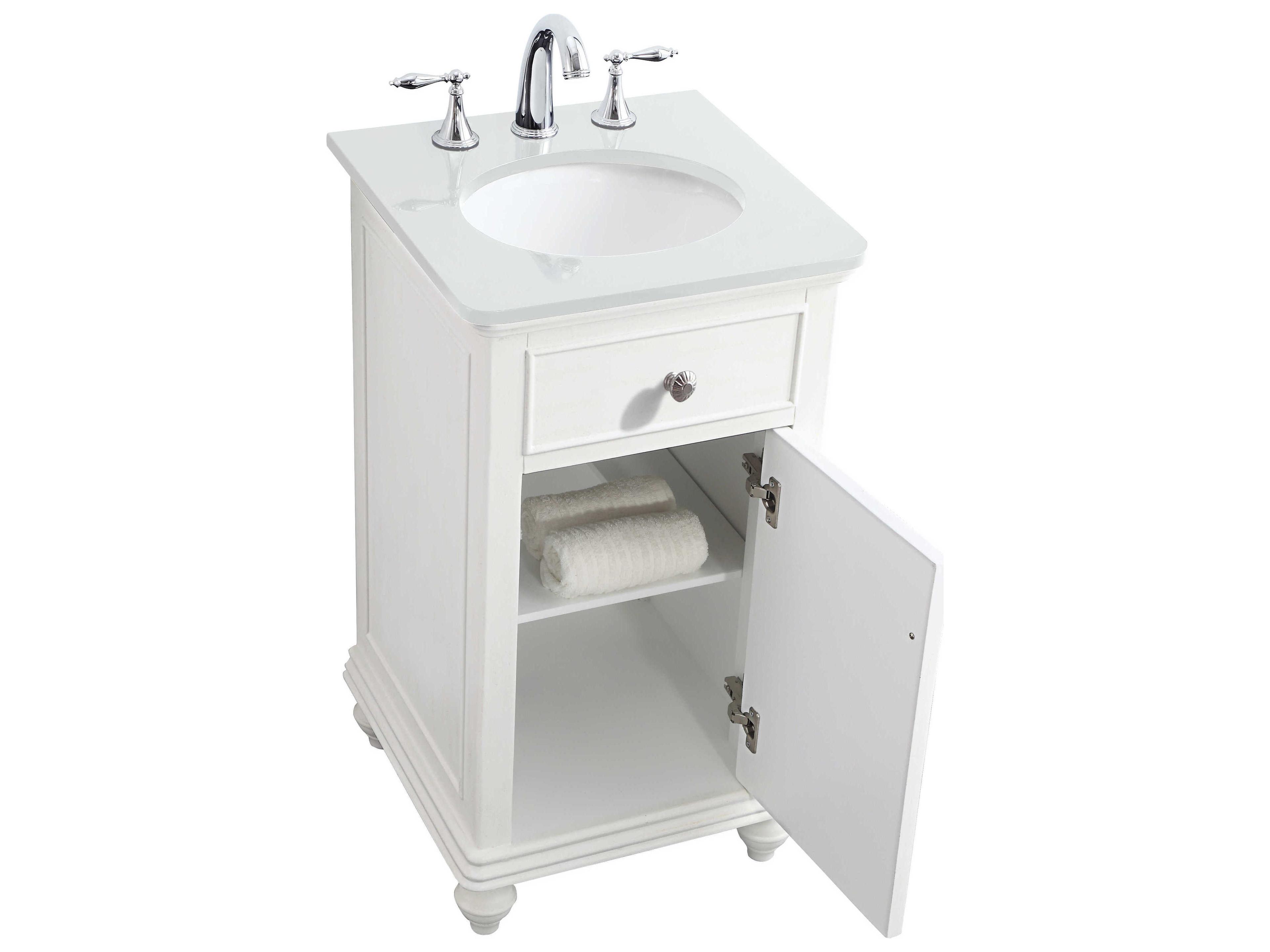 Elegant Lighting Otto Antique White 19" Vanity with Ivory White Quartz Countertop