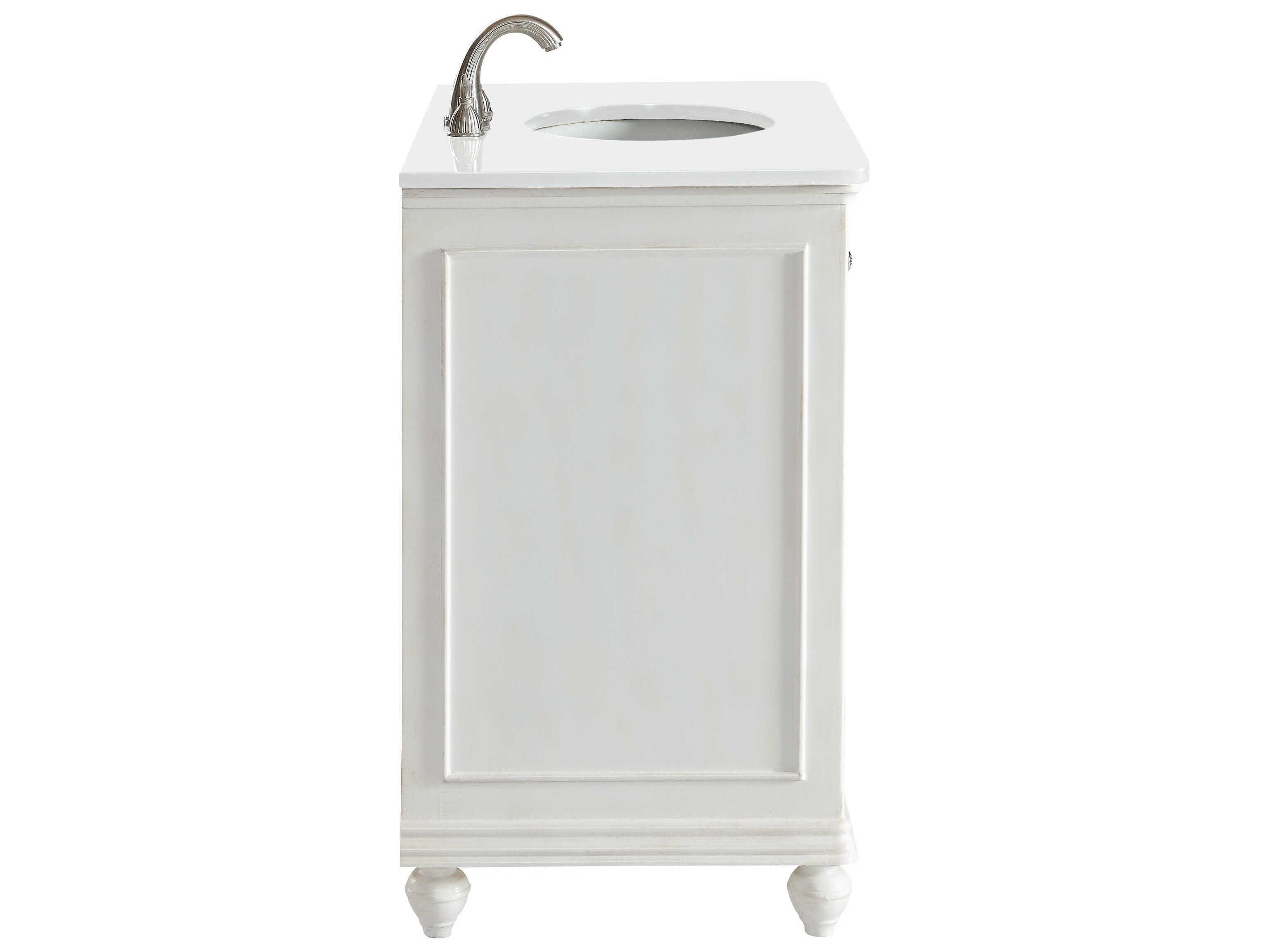 Elegant Lighting Otto Antique White 36" Vanity with Ivory White Quartz Countertop