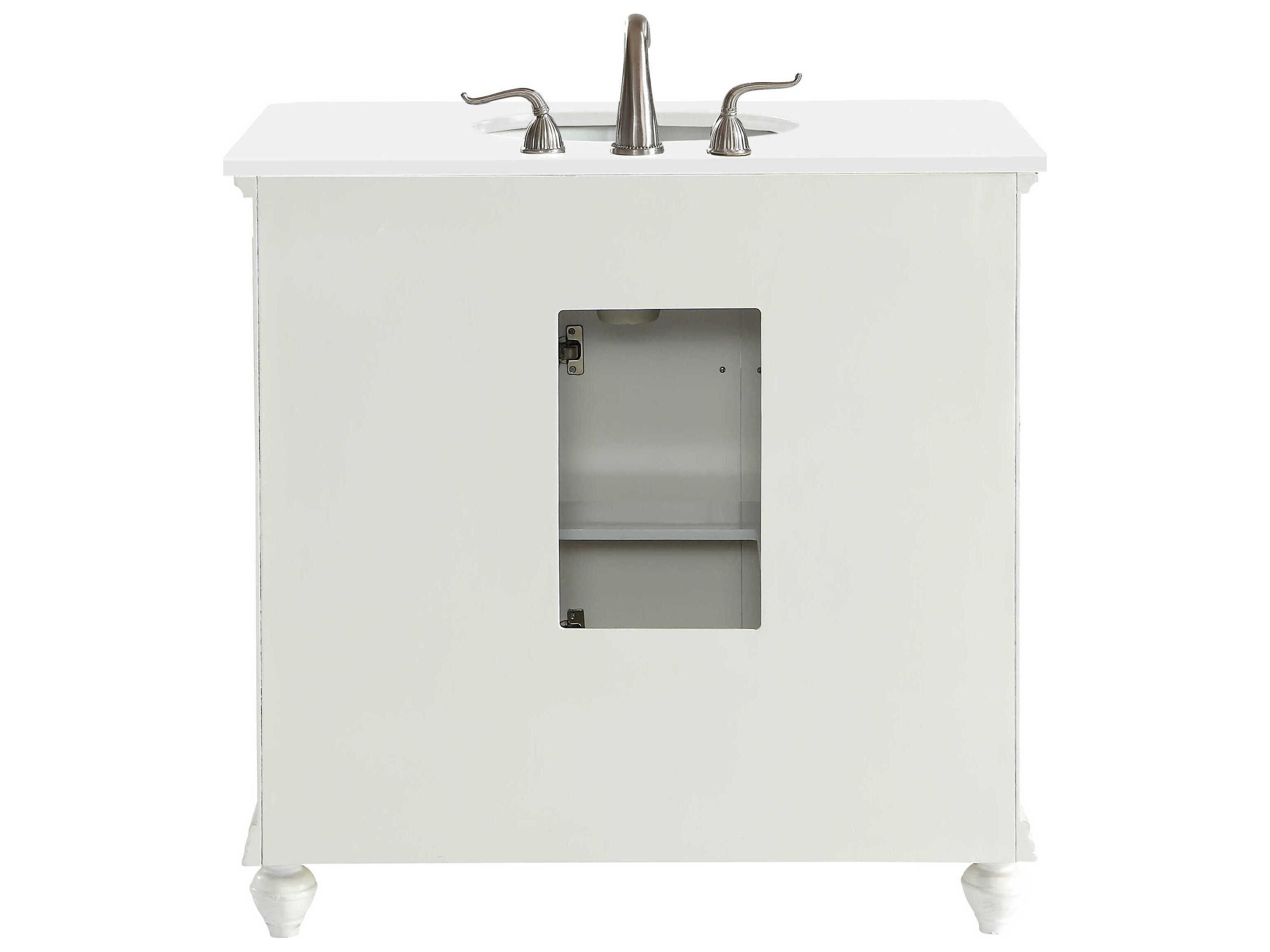 Elegant Lighting Otto Antique White 36" Vanity with Ivory White Quartz Countertop