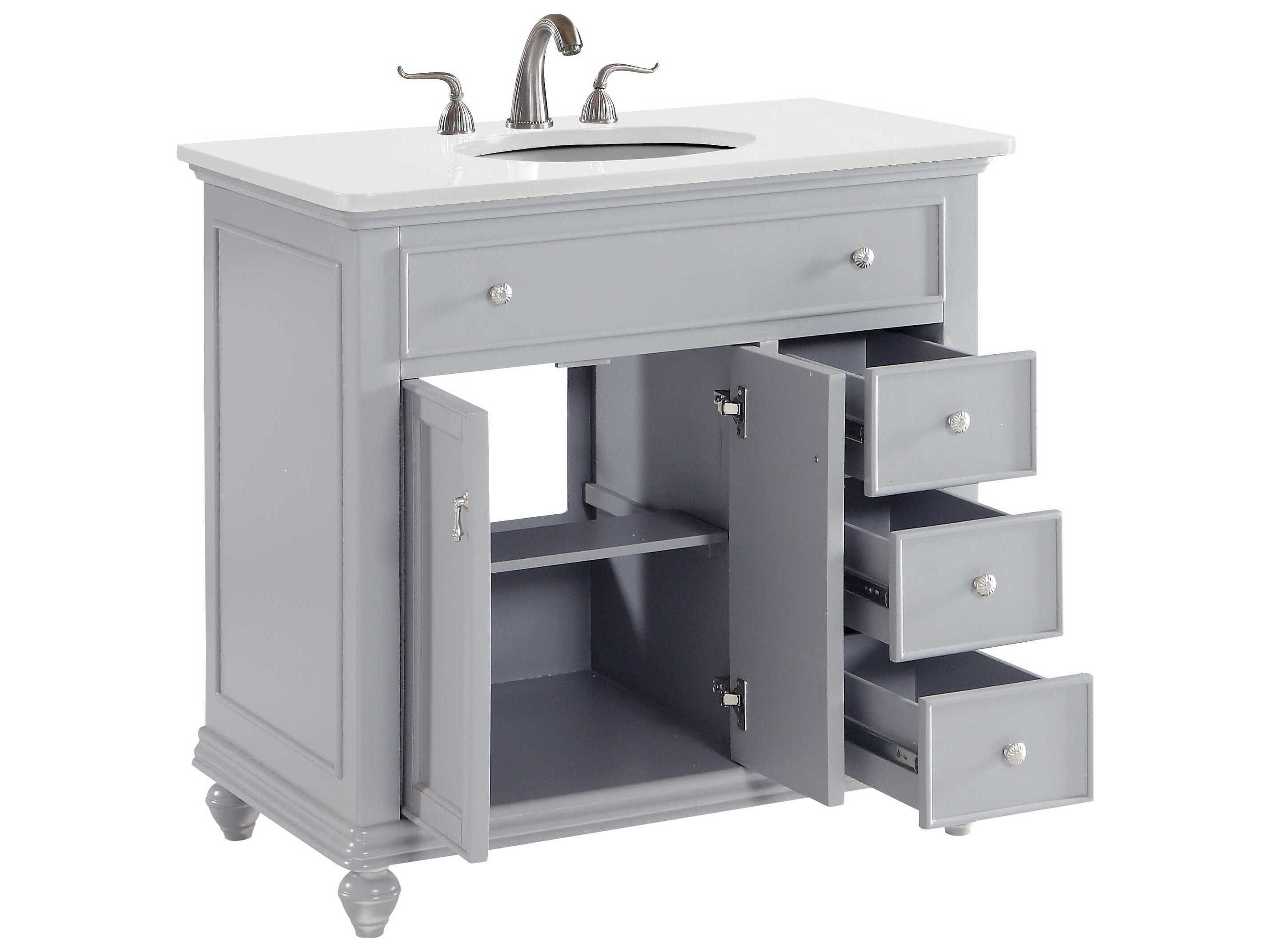 Elegant Lighting Otto Grey 36" Vanity with Ivory White Quartz Countertop