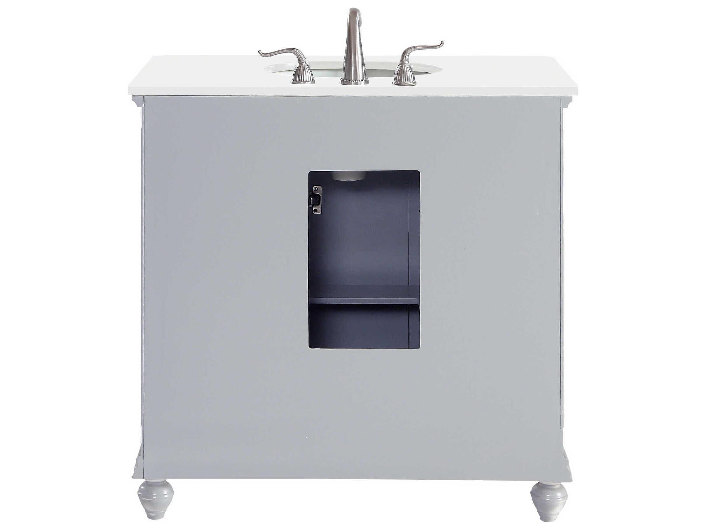 Elegant Lighting Otto Grey 36" Vanity with Ivory White Quartz Countertop