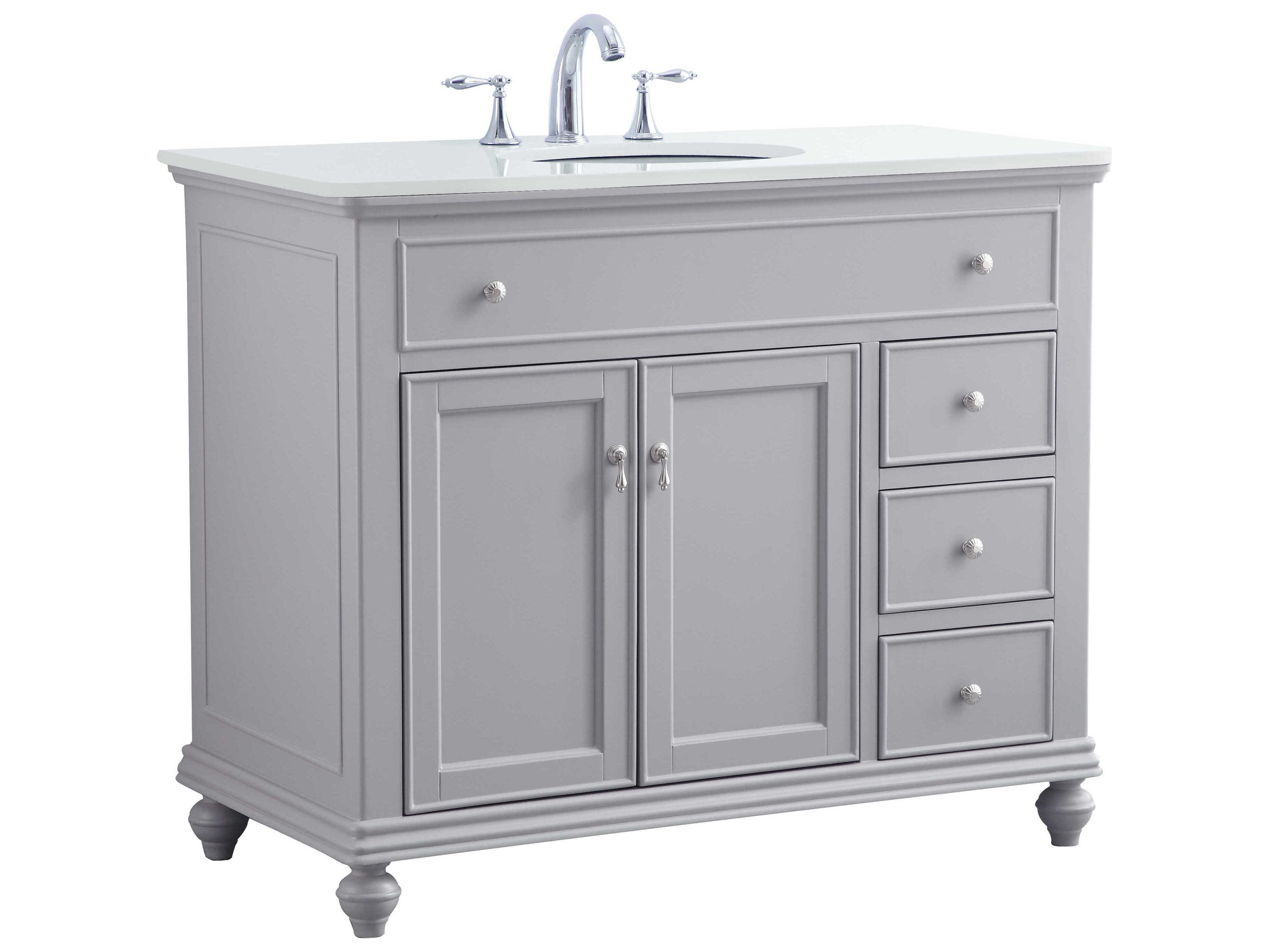 Elegant Lighting Otto Grey 42" Vanity with Ivory White Quartz Countertop