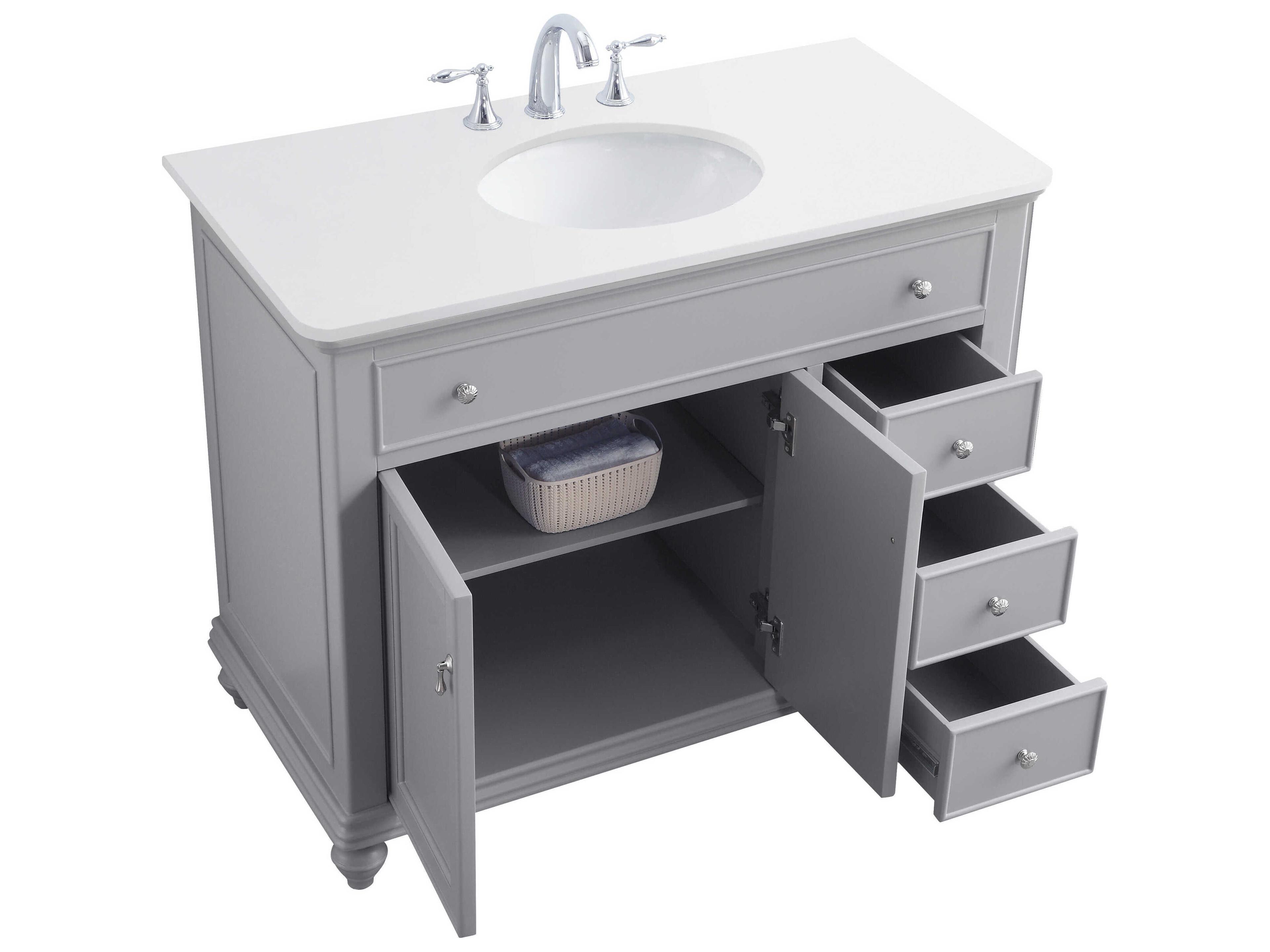 Elegant Lighting Otto Grey 42" Vanity with Ivory White Quartz Countertop