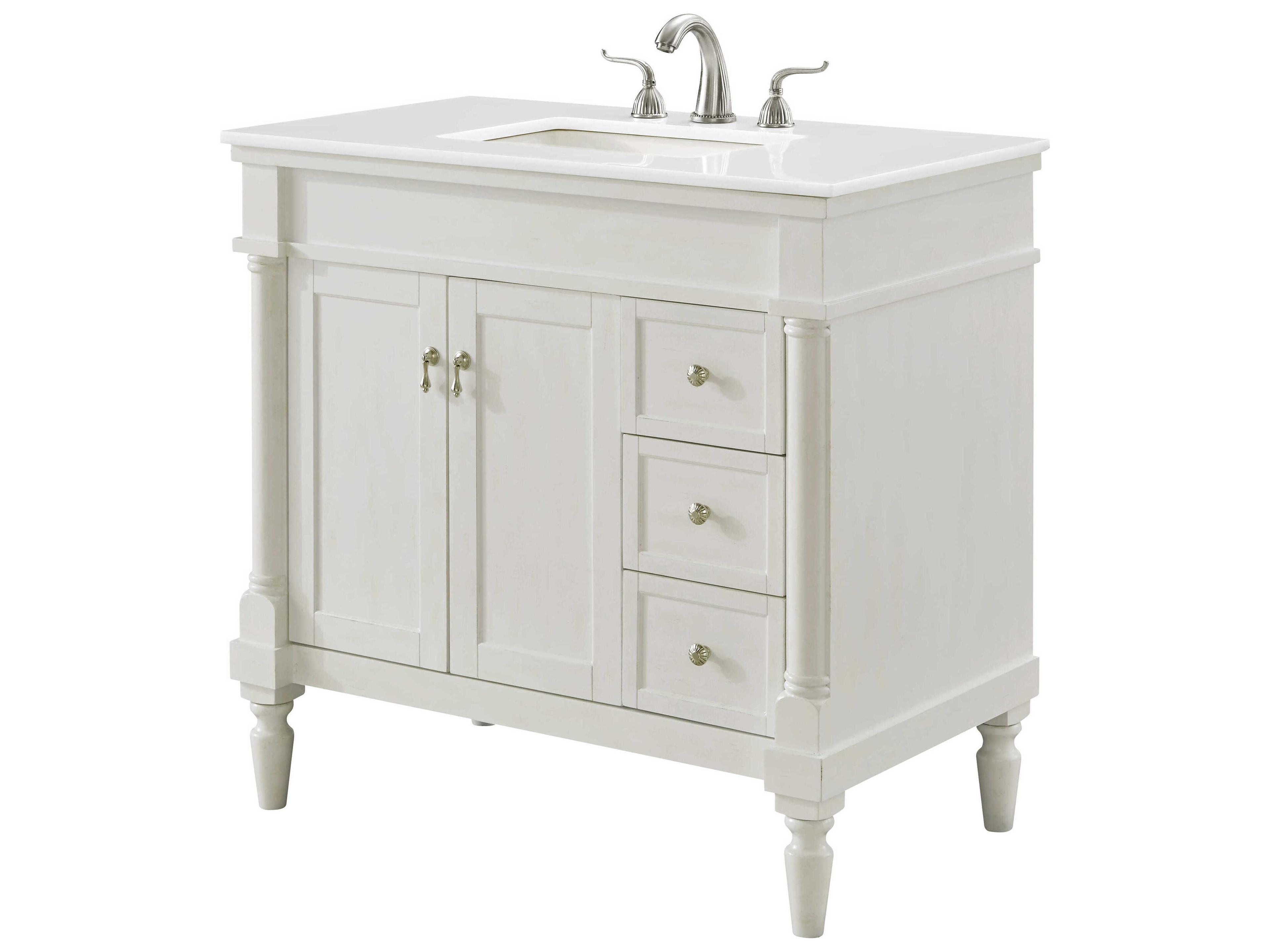 Elegant Lighting Lexington Antique White 36" Vanity