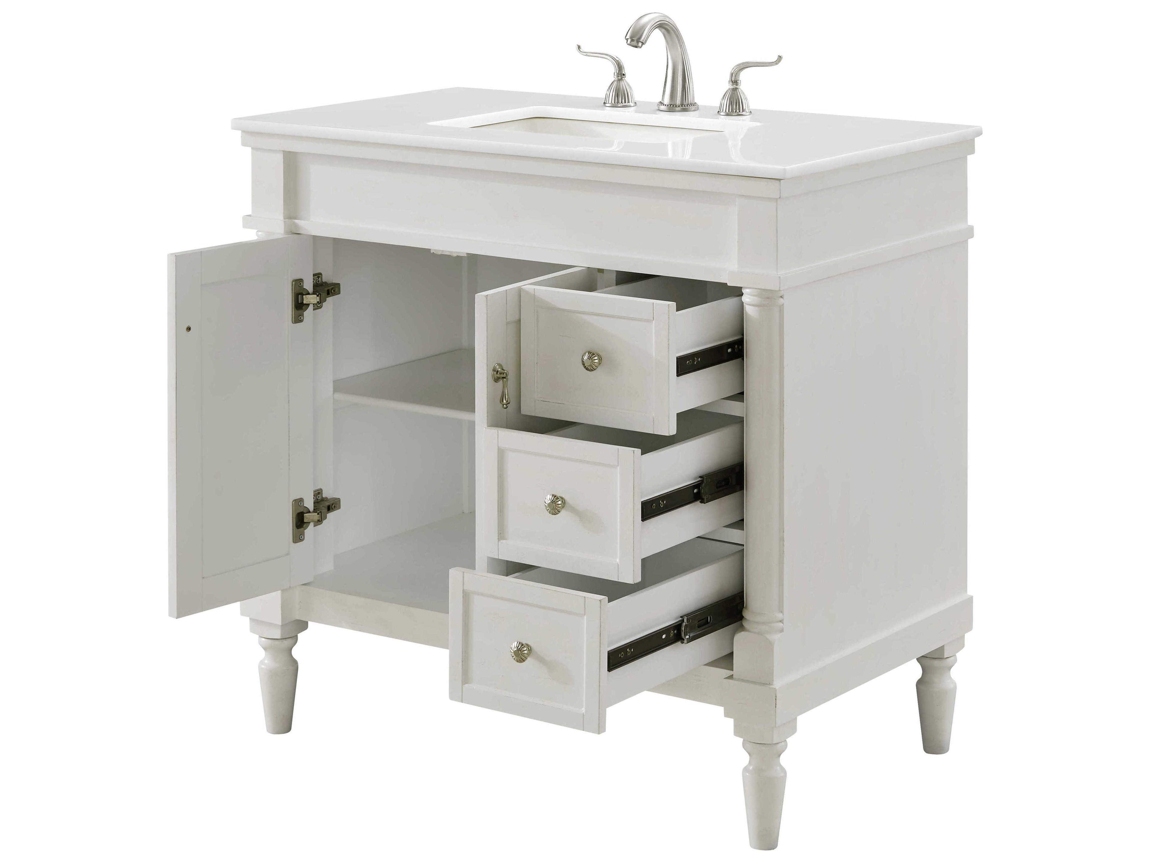 Elegant Lighting Lexington Antique White 36" Vanity