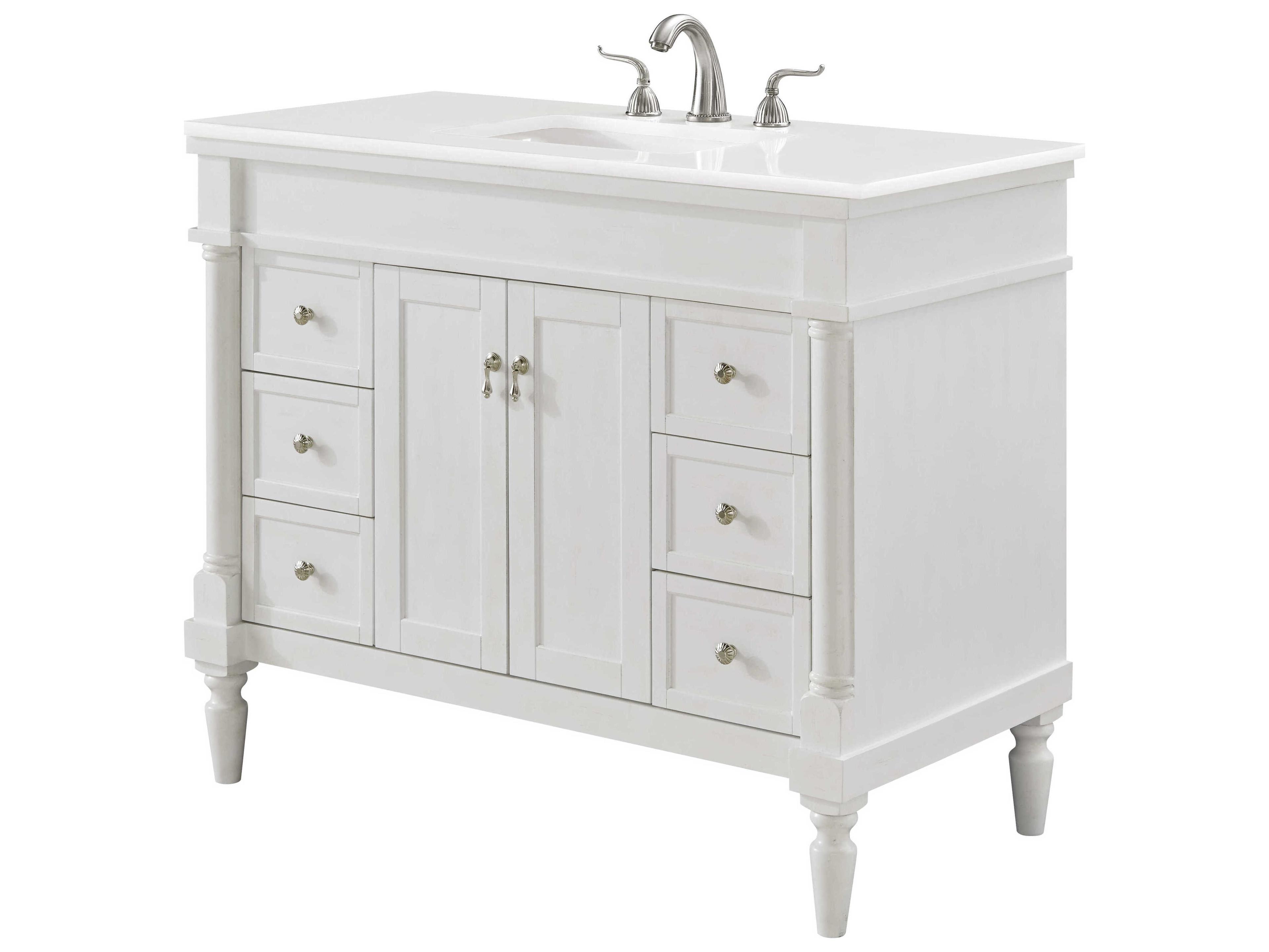 Elegant Lighting Lexington Antique White 42" Vanity