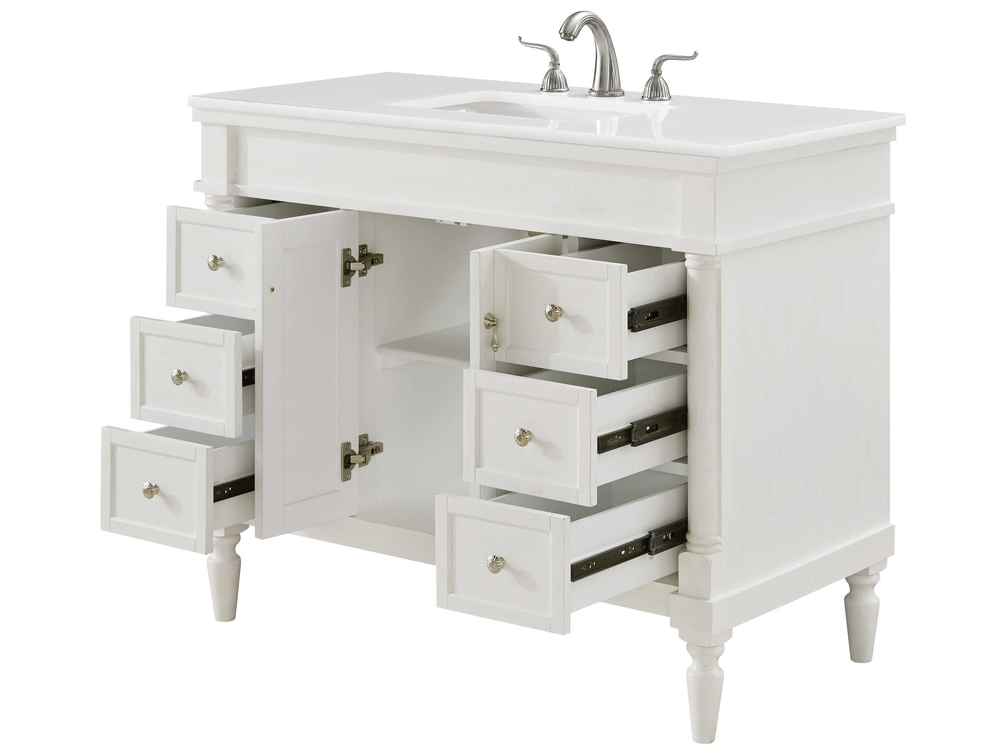 Elegant Lighting Lexington Antique White 42" Vanity