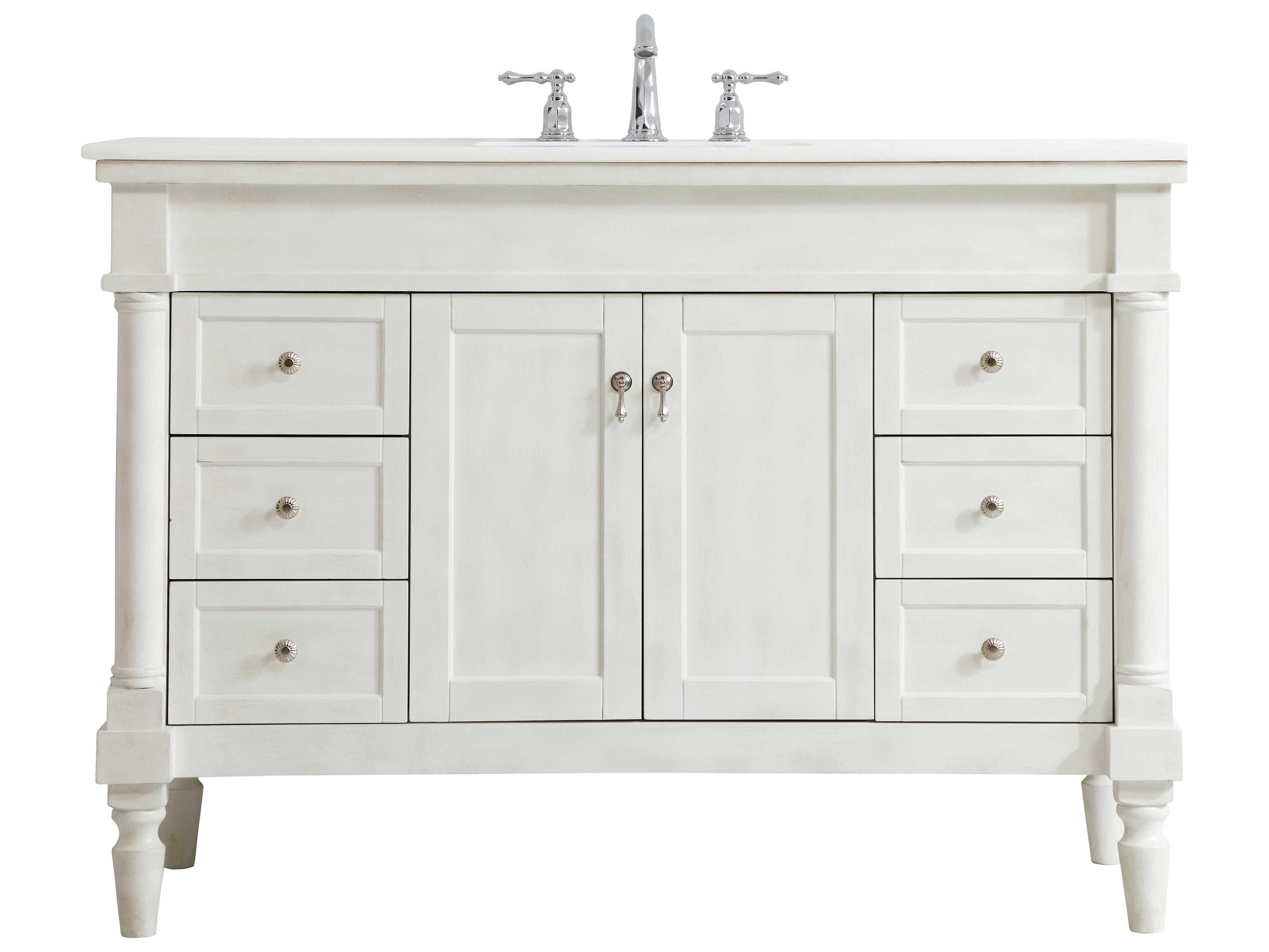 Elegant Lighting Lexington Antique White 48" Vanity