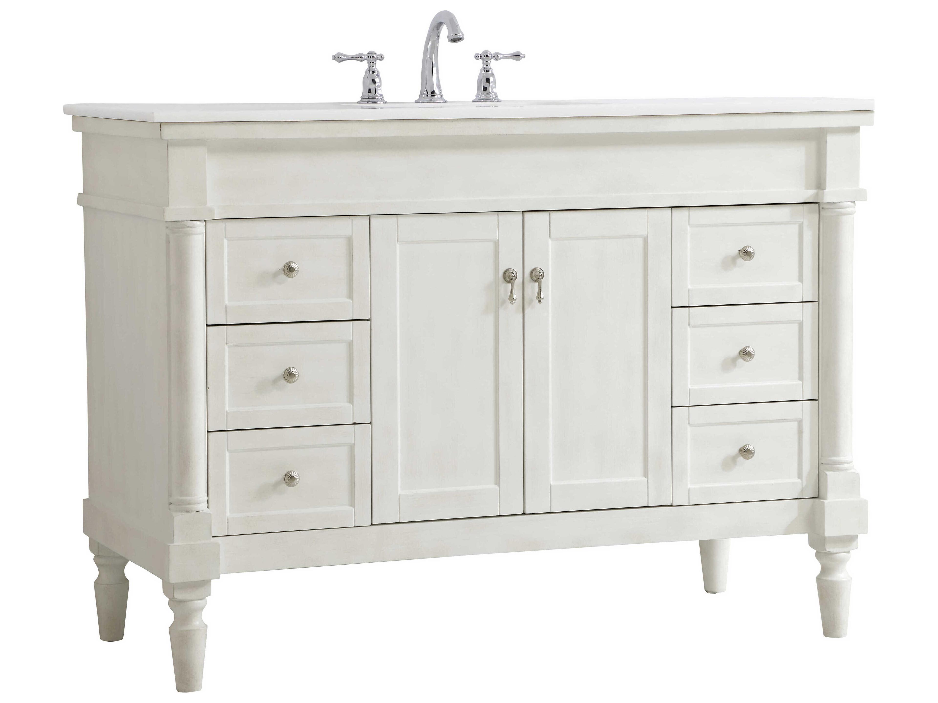 Elegant Lighting Lexington Antique White 48" Vanity