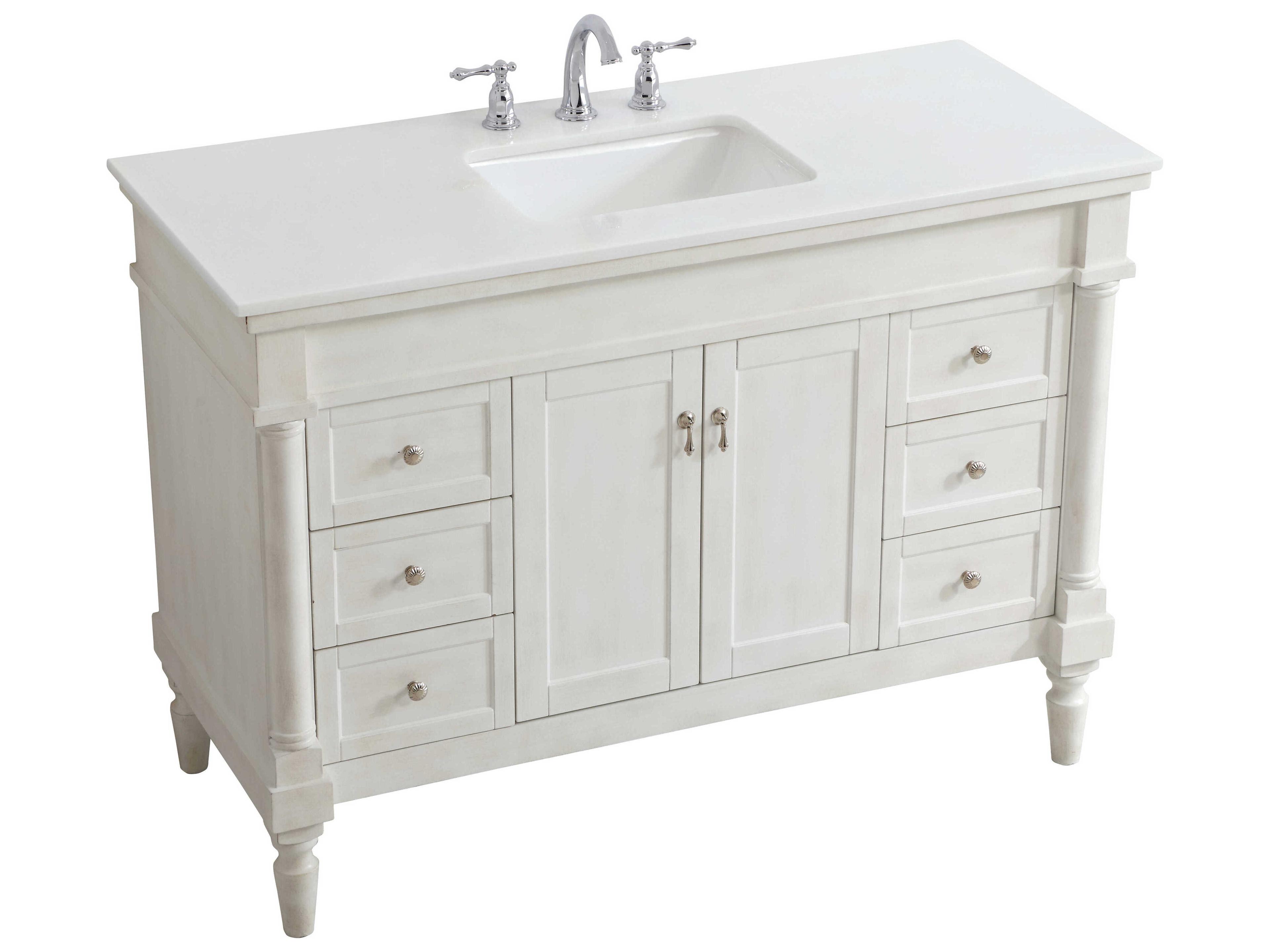 Elegant Lighting Lexington Antique White 48" Vanity