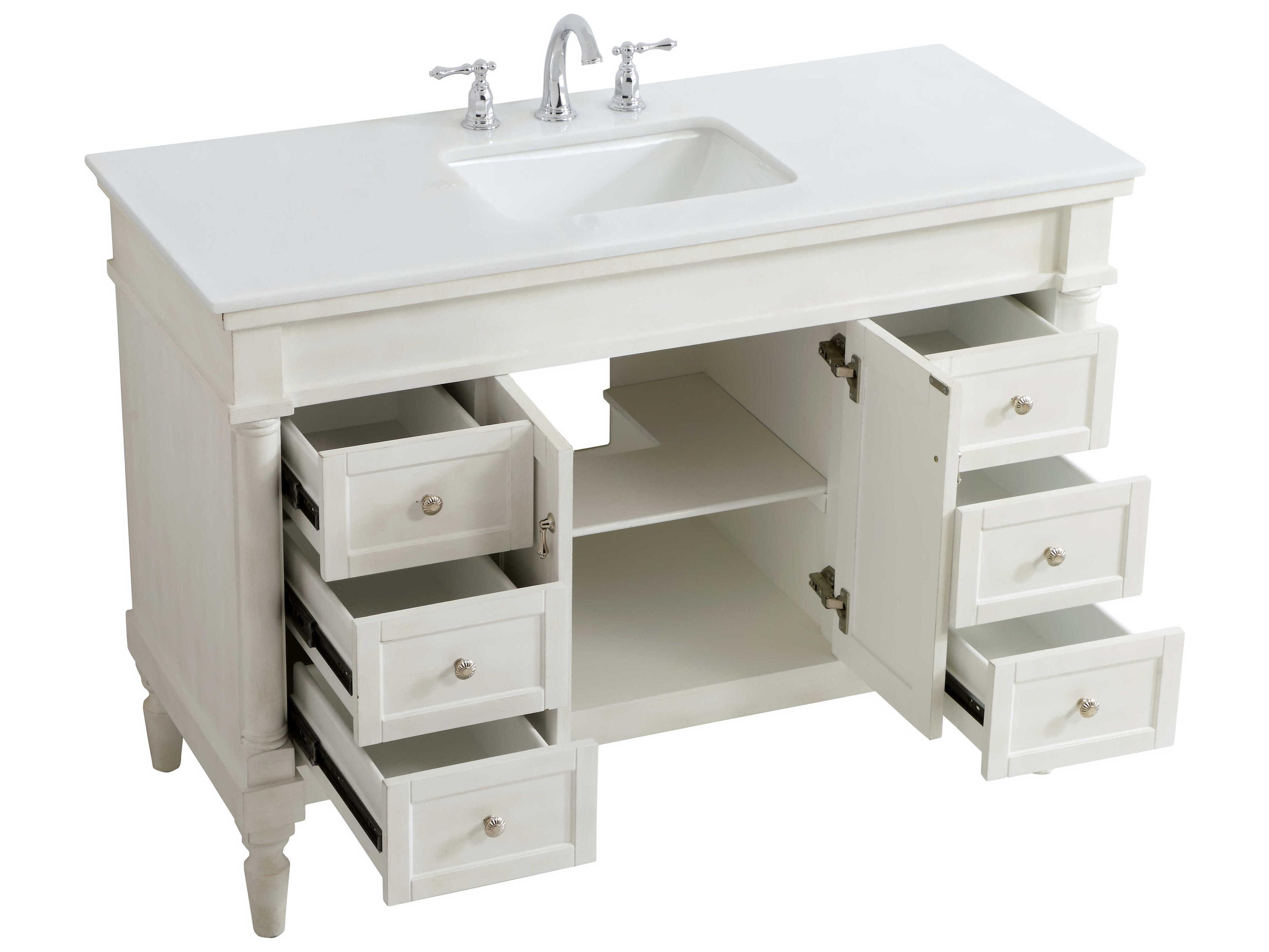 Elegant Lighting Lexington Antique White 48" Vanity