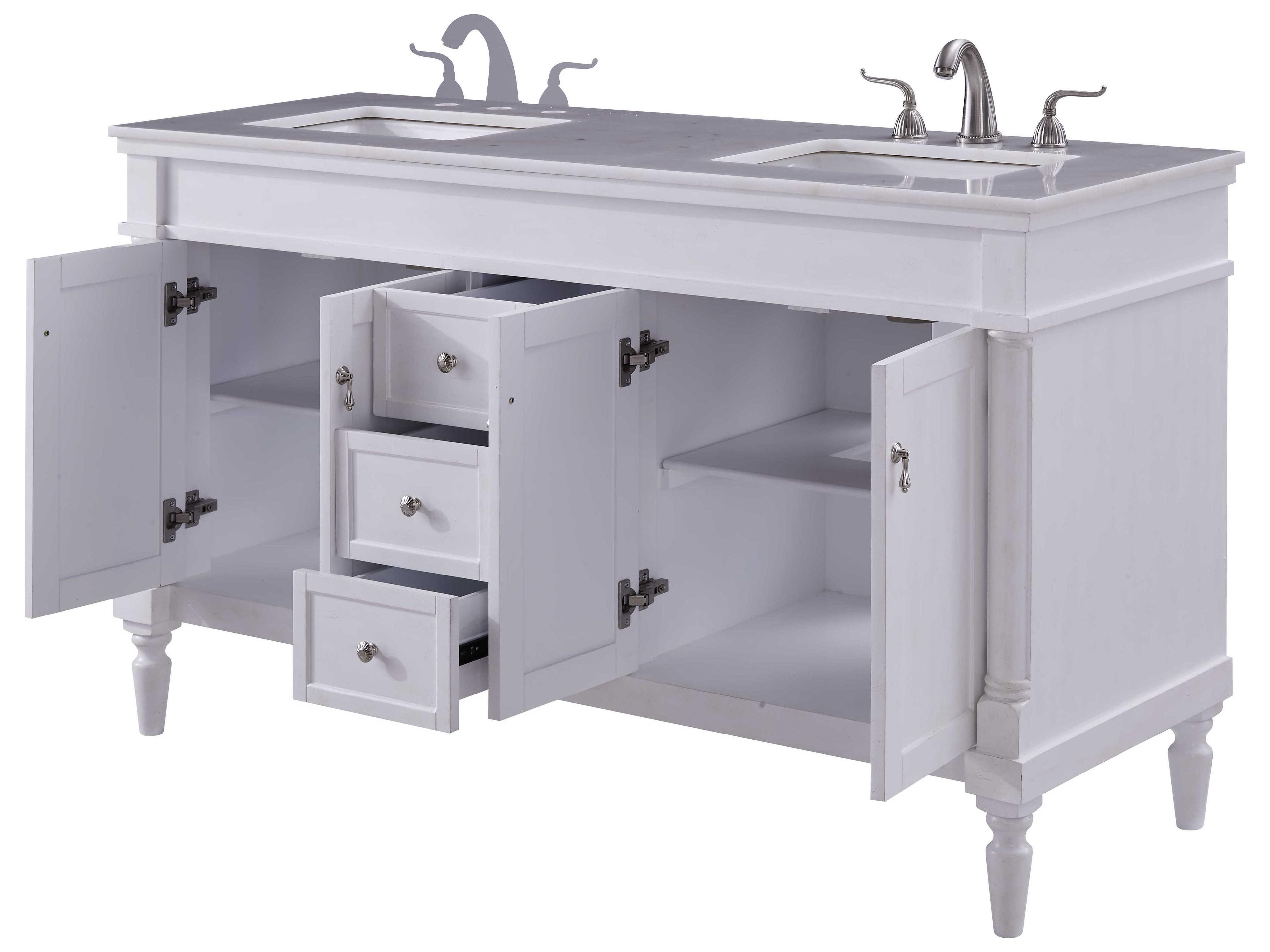 Elegant Lighting Lexington Antique White 60" Vanity