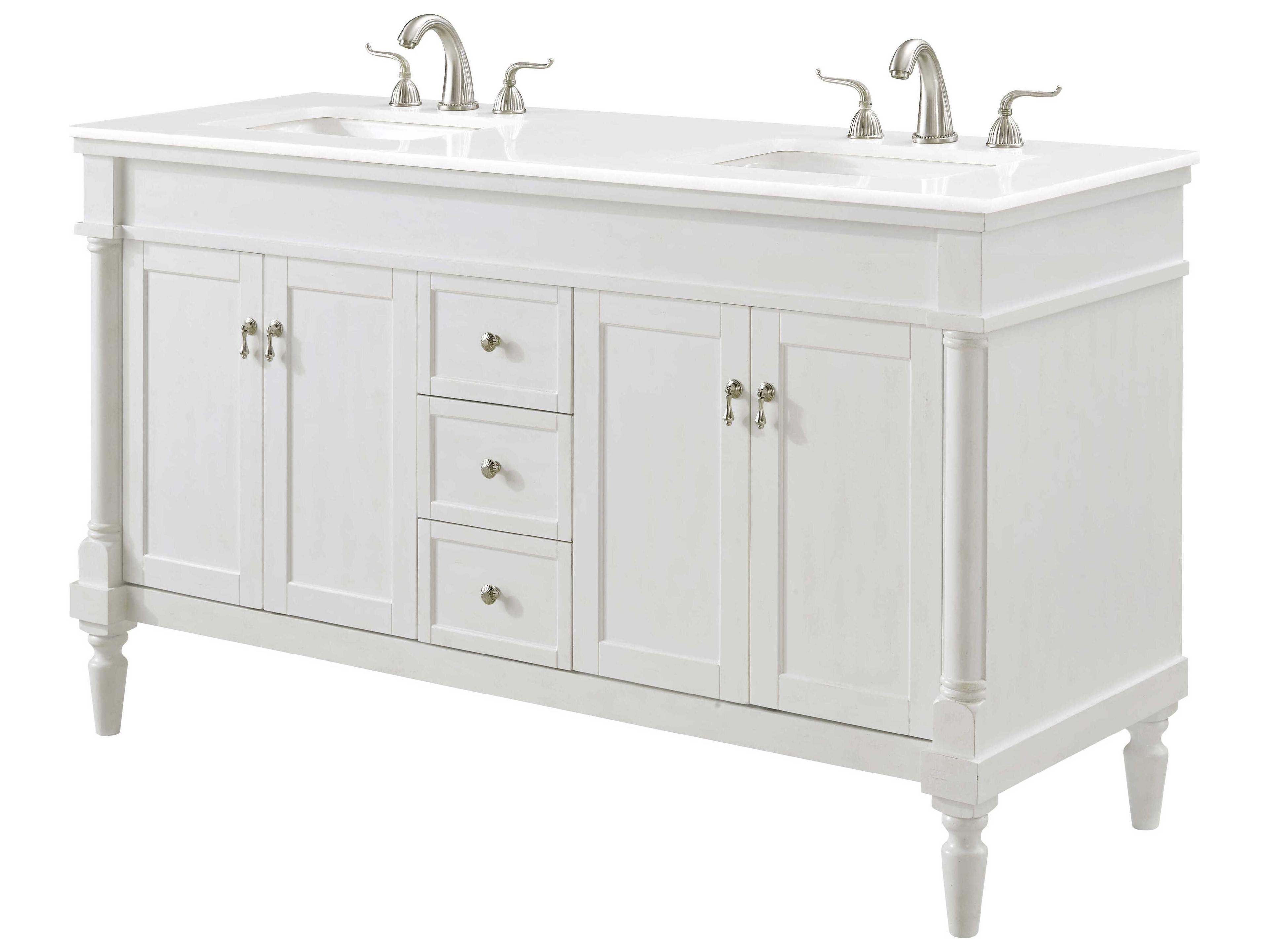 Elegant Lighting Lexington 60" Antique White Vanity