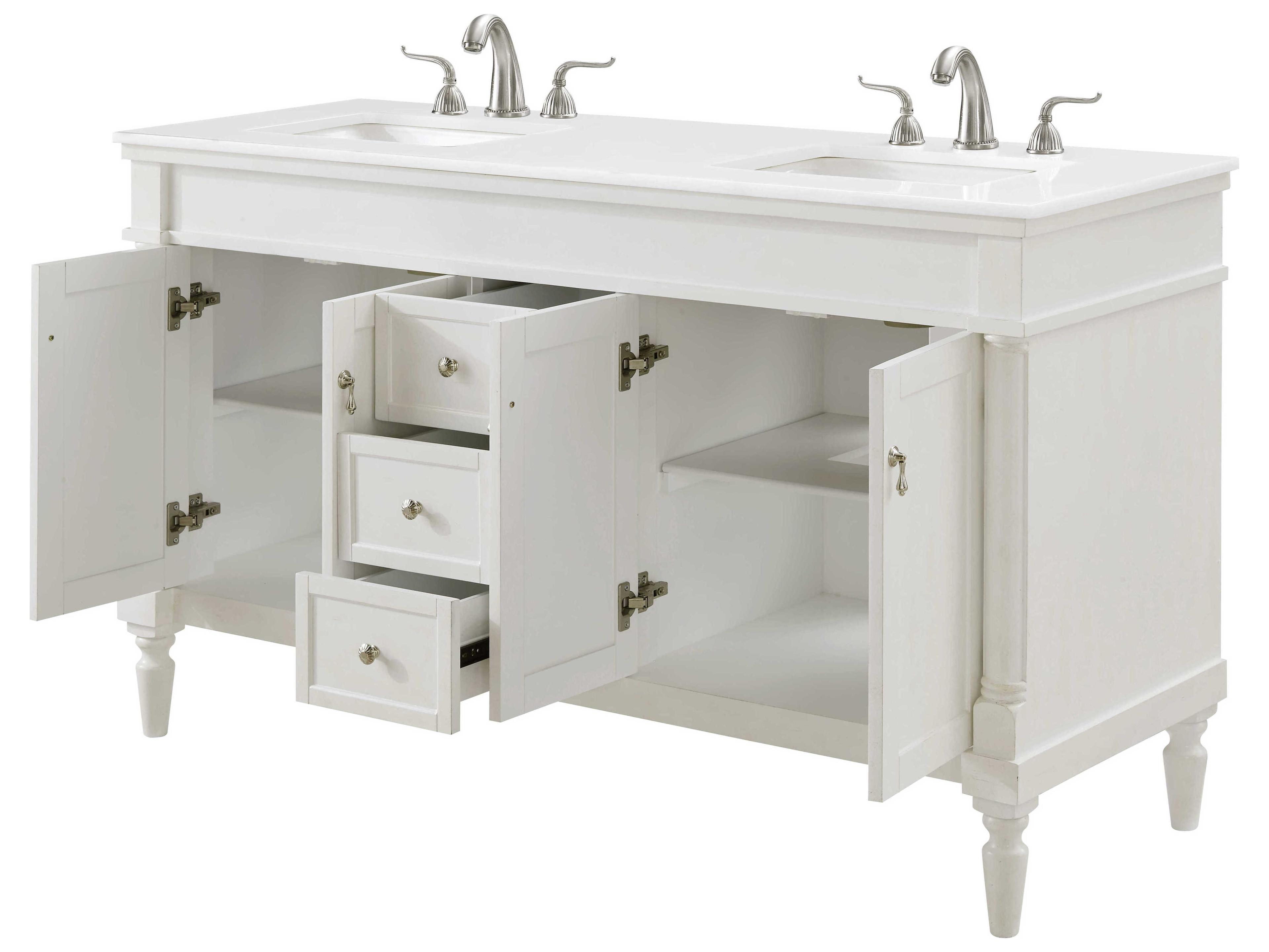 Elegant Lighting Lexington 60" Antique White Vanity