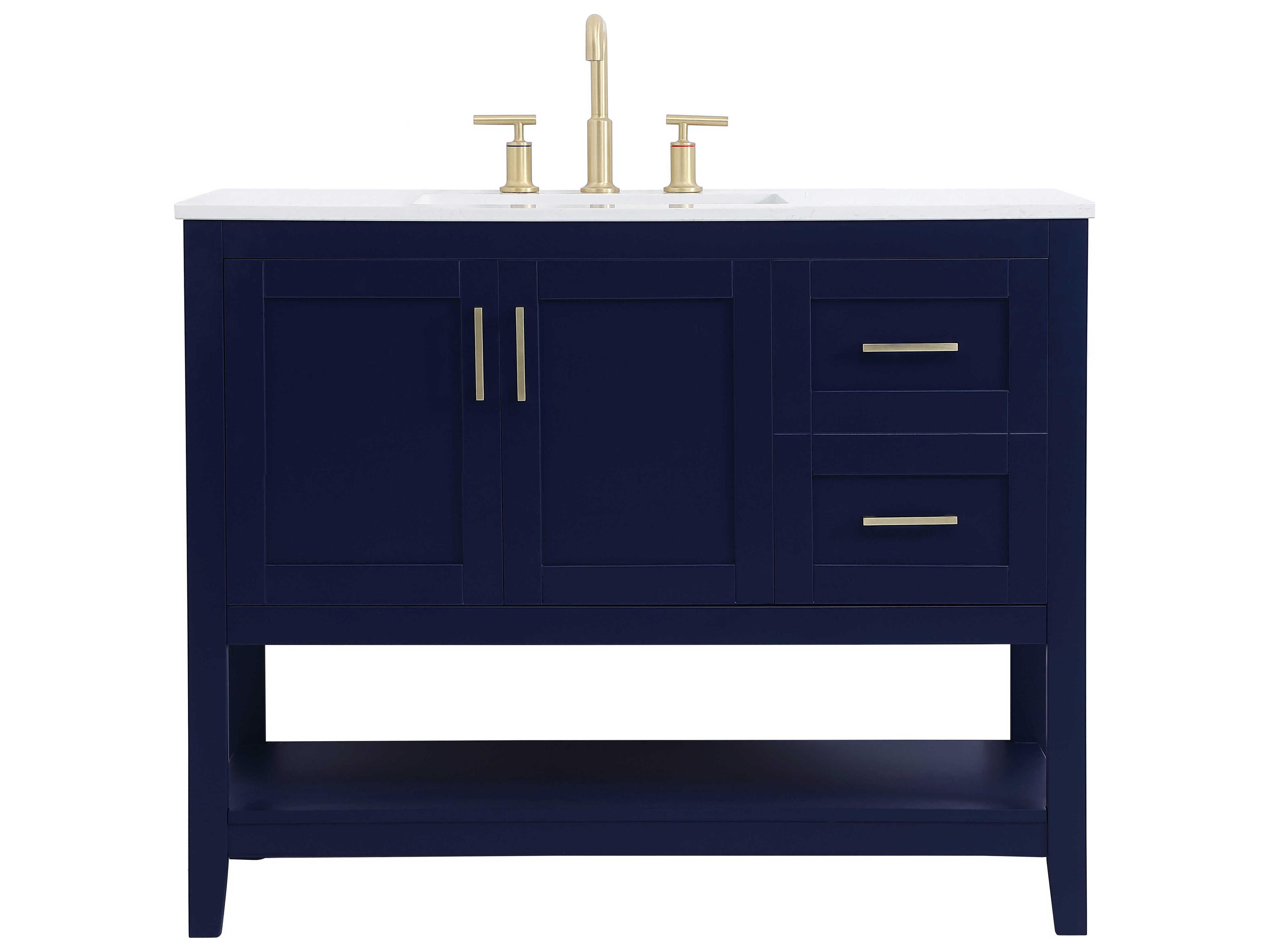 Elegant Lighting Aubrey Blue 42" Vanity with Backsplash