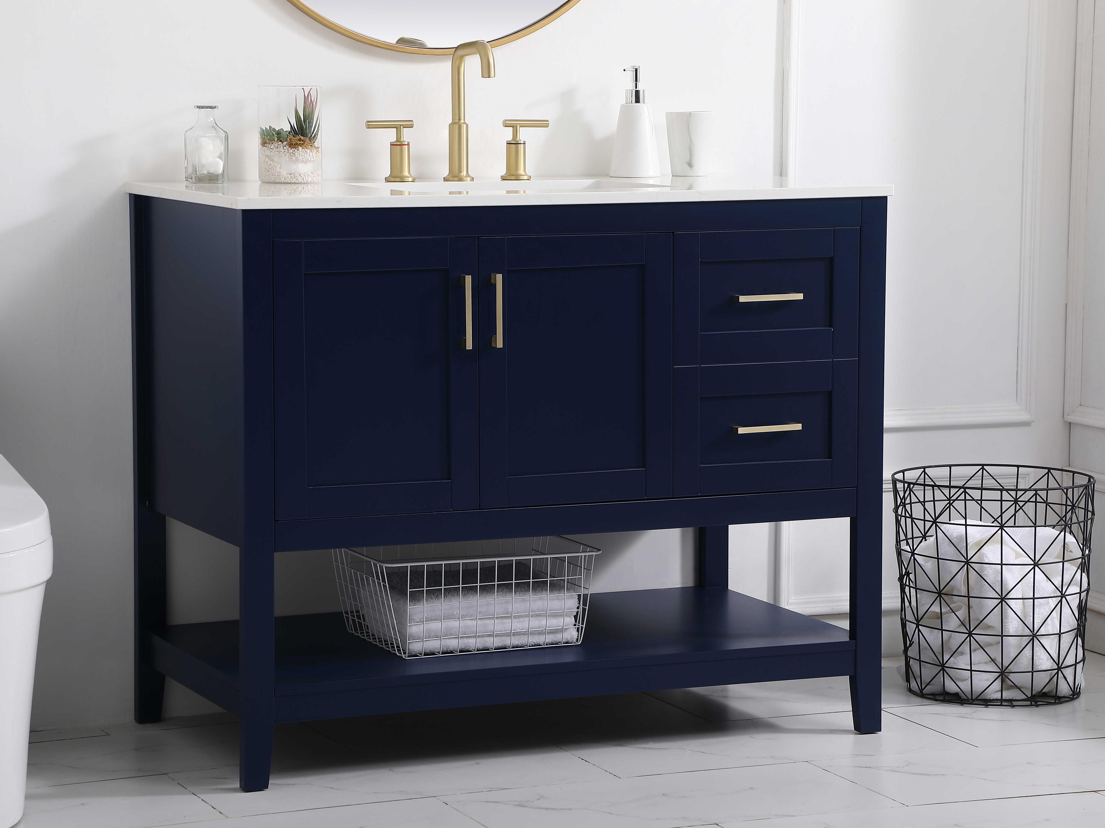 Elegant Lighting Aubrey Blue 42" Vanity with Backsplash