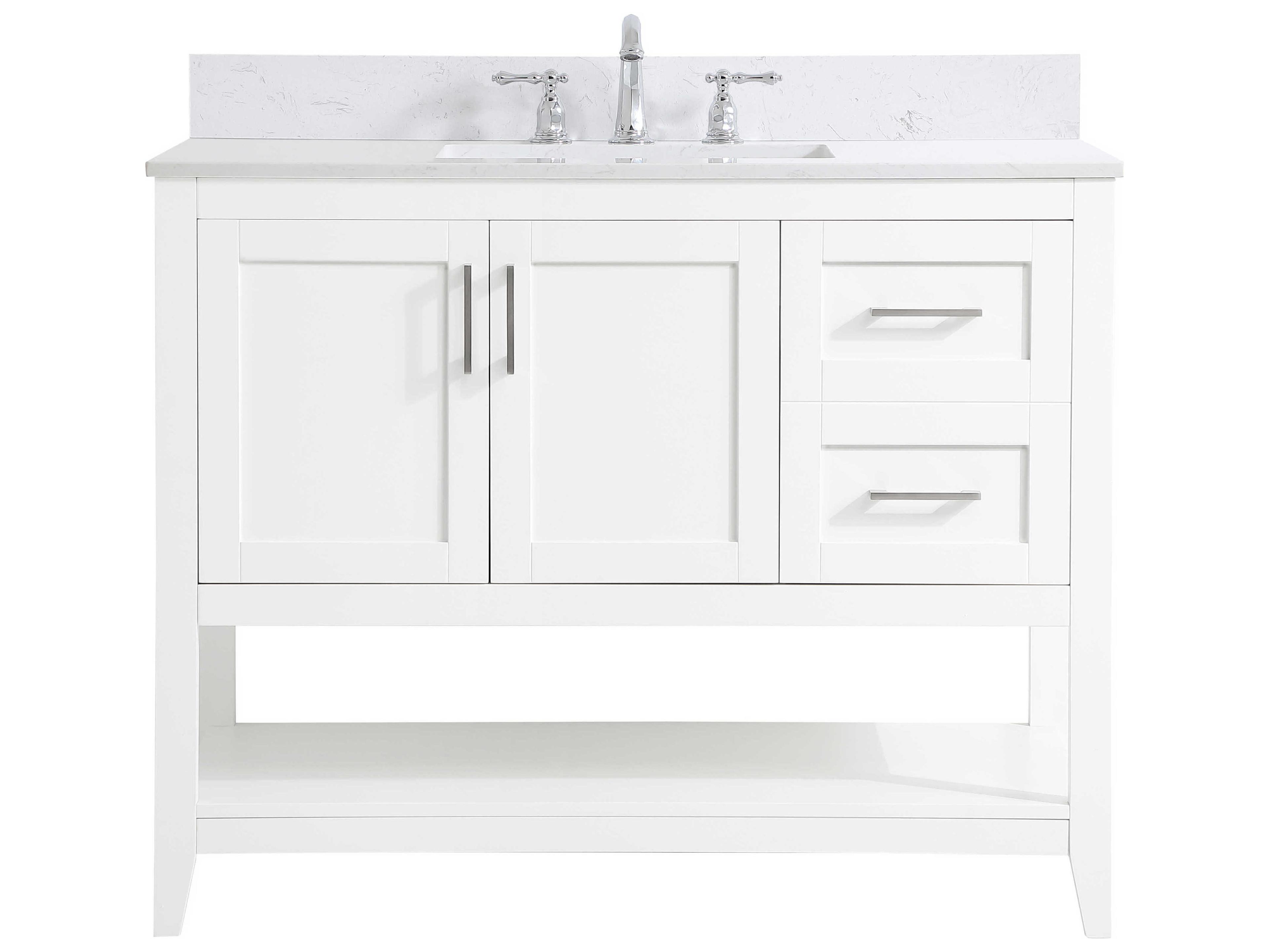 Elegant Lighting Aubrey White 42" Vanity with Backsplash