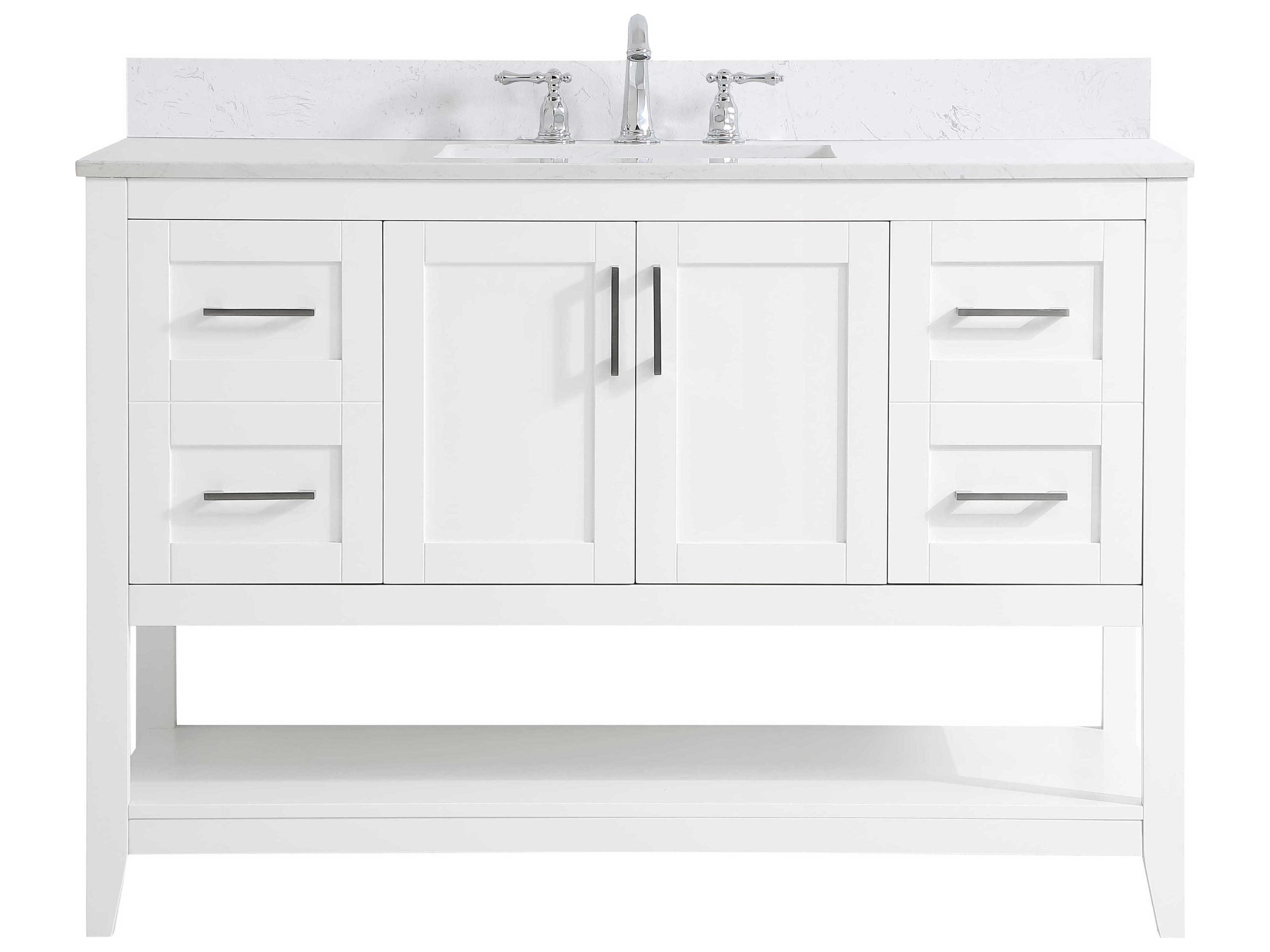 Elegant Lighting Aubrey White 48" Vanity with Backsplash