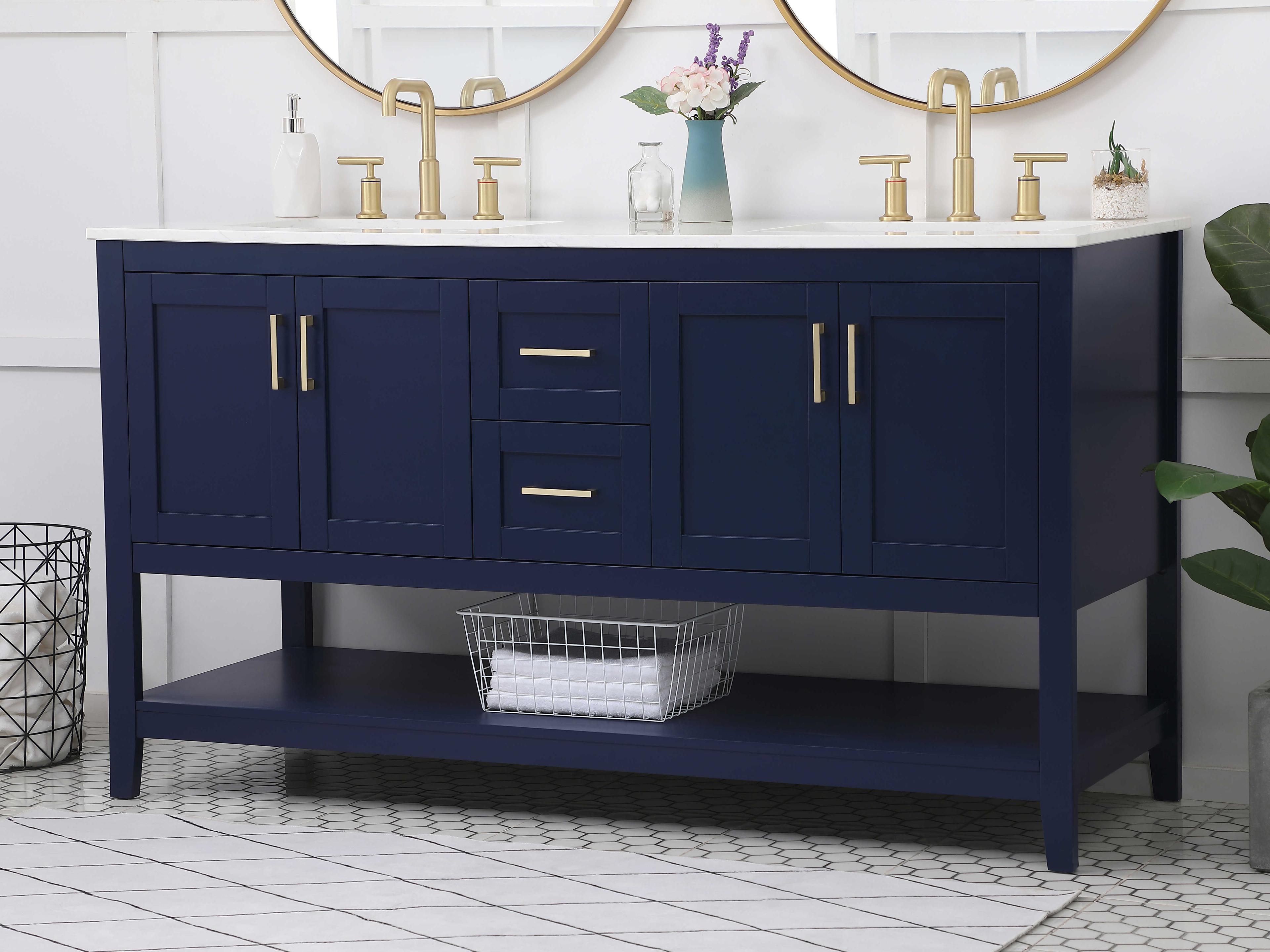 Elegant Lighting Aubrey Blue 60" Vanity