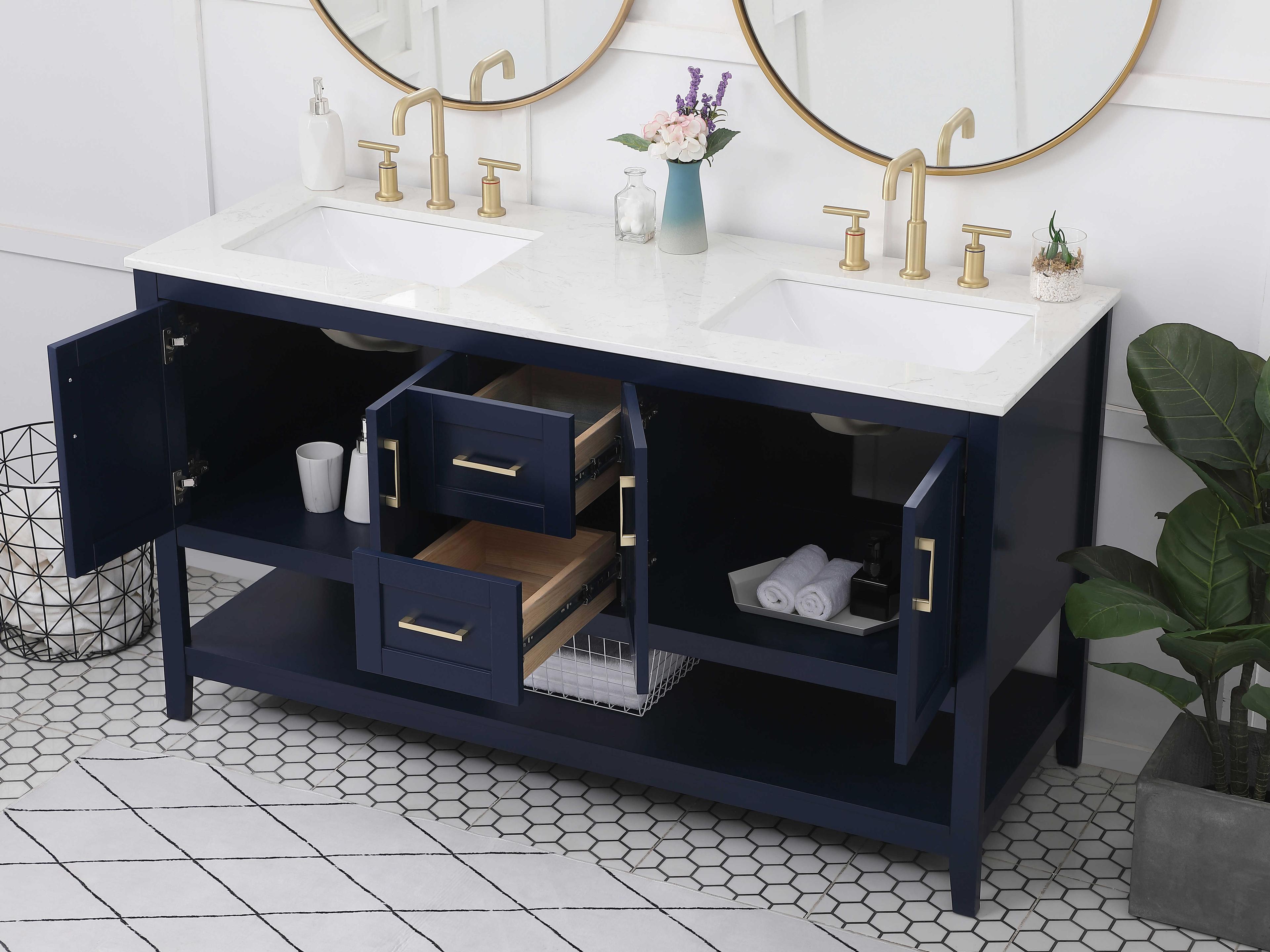 Elegant Lighting Aubrey Blue 60" Vanity