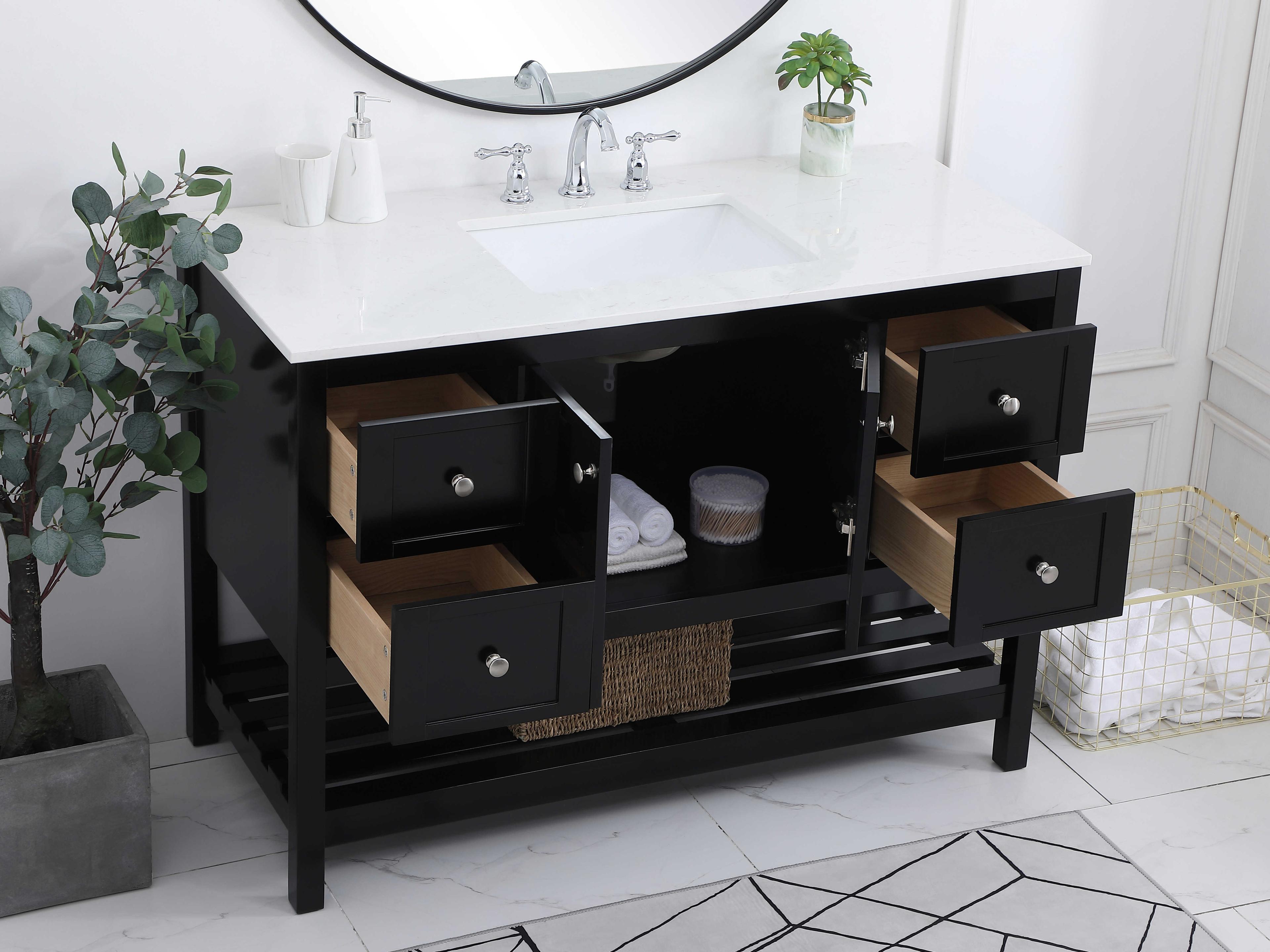 Elegant Lighting Theo Black 48" Vanity