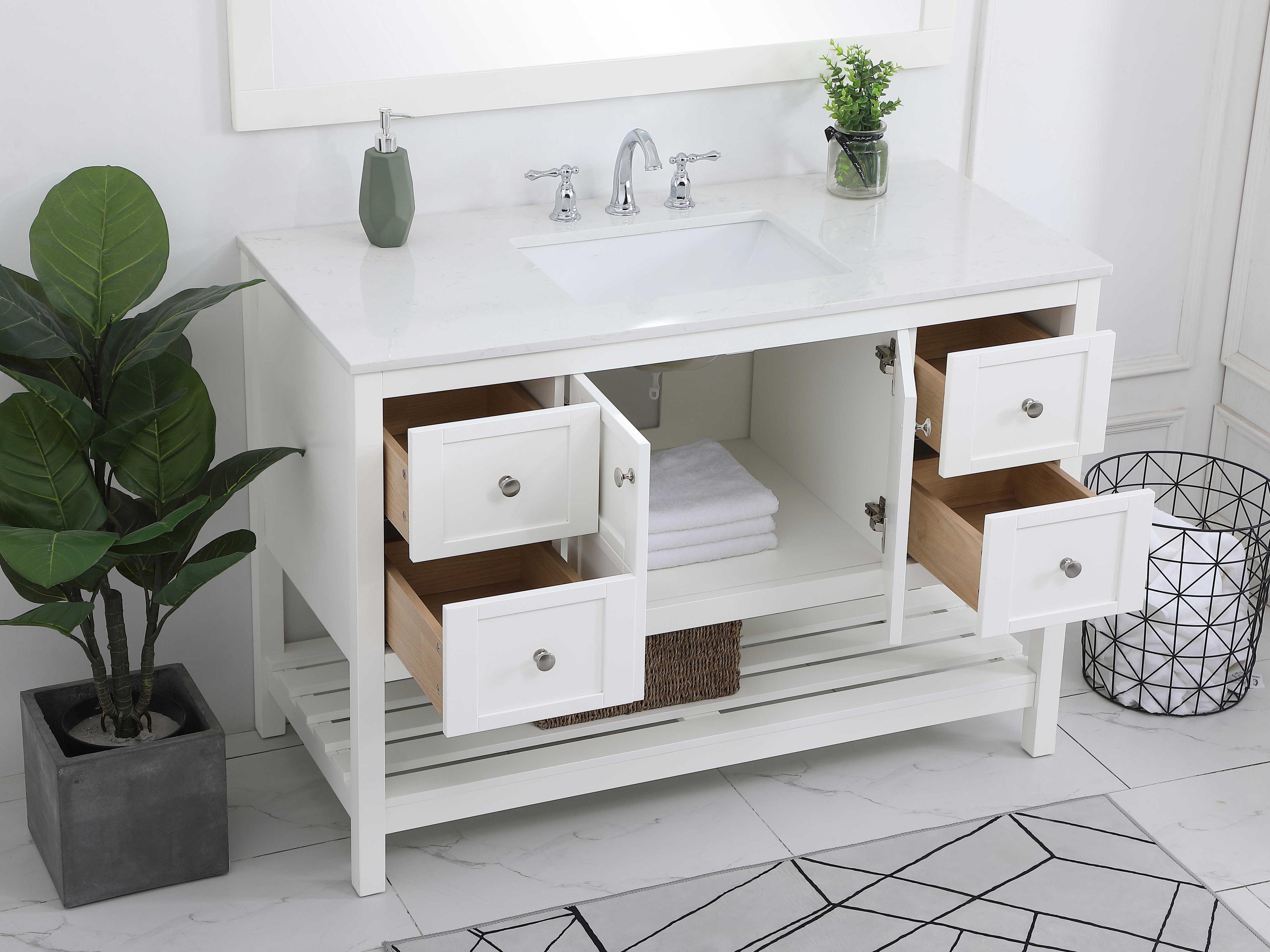 Elegant Lighting Theo White 48" Vanity