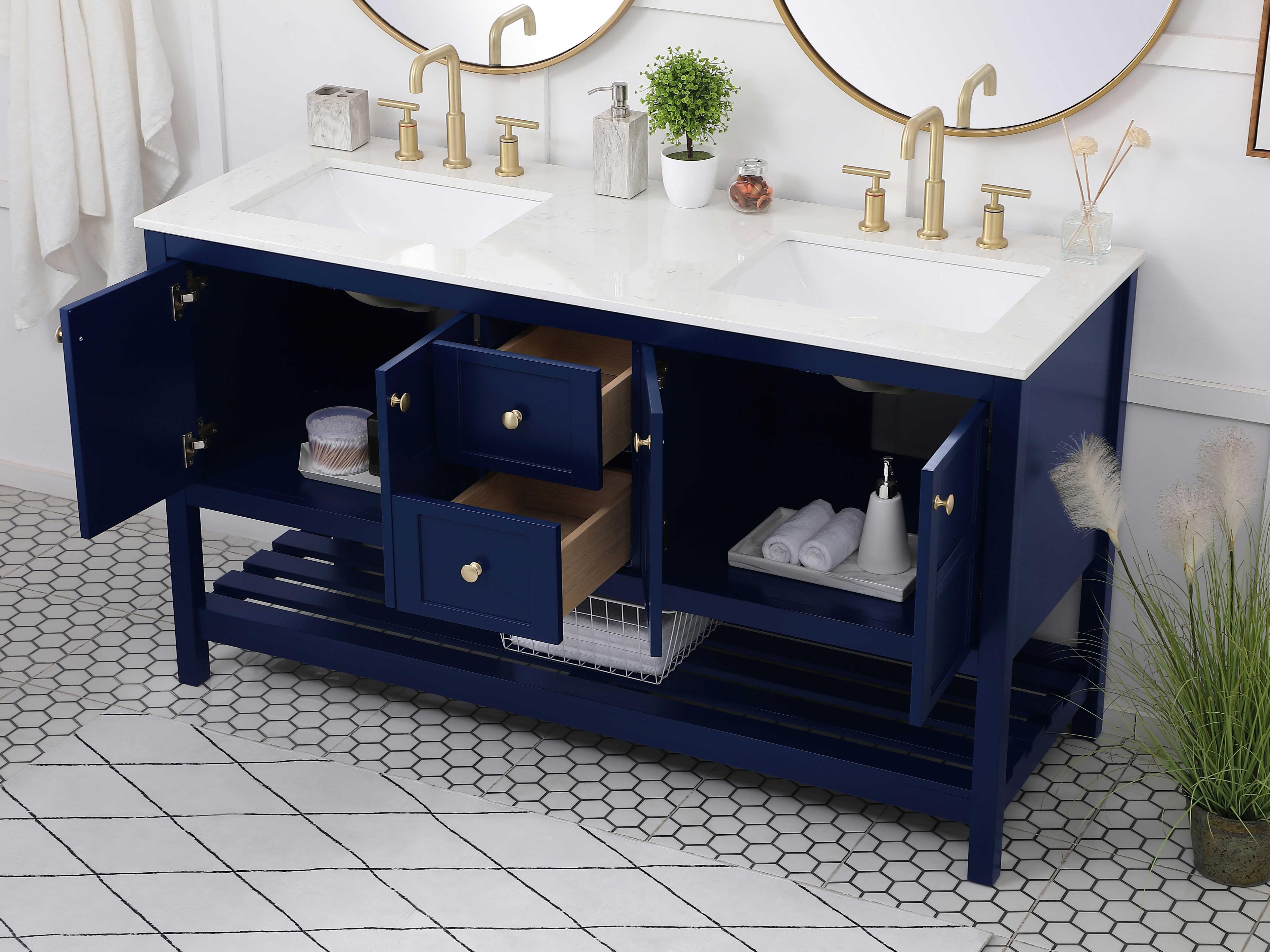 Elegant Lighting Theo Blue 60" Vanity