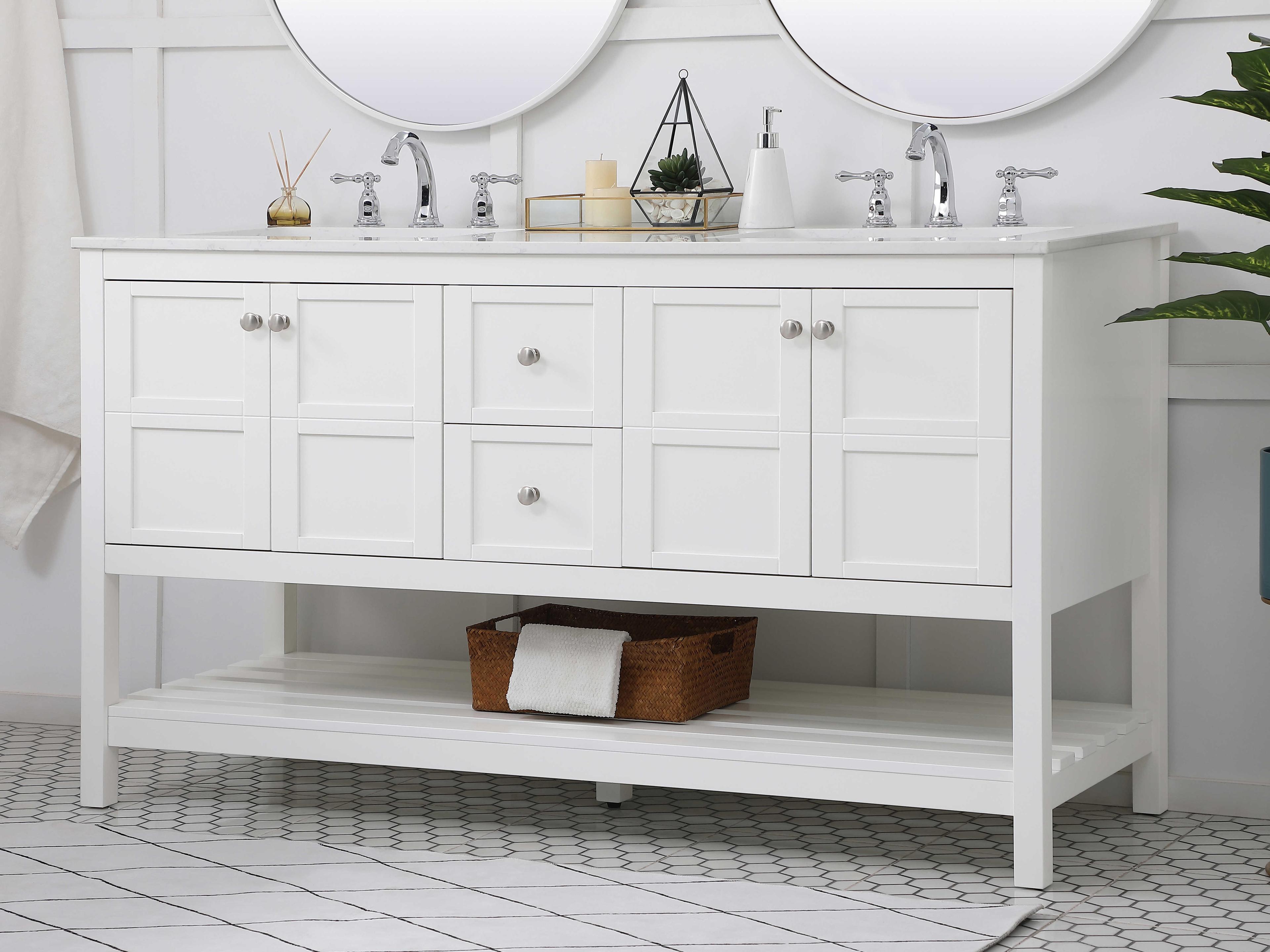 Elegant Lighting Theo White 60" Vanity