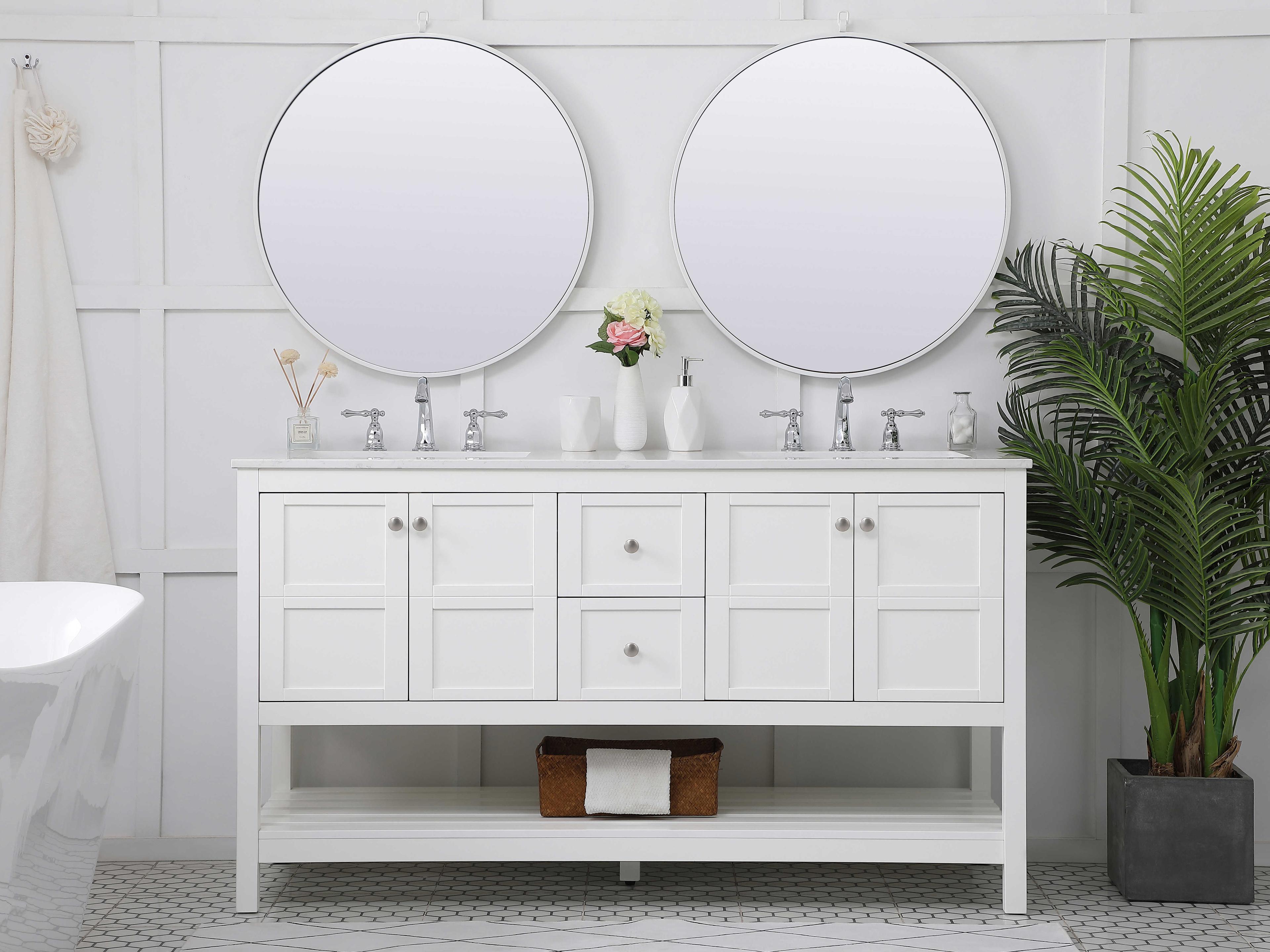 Elegant Lighting Theo White 60" Vanity