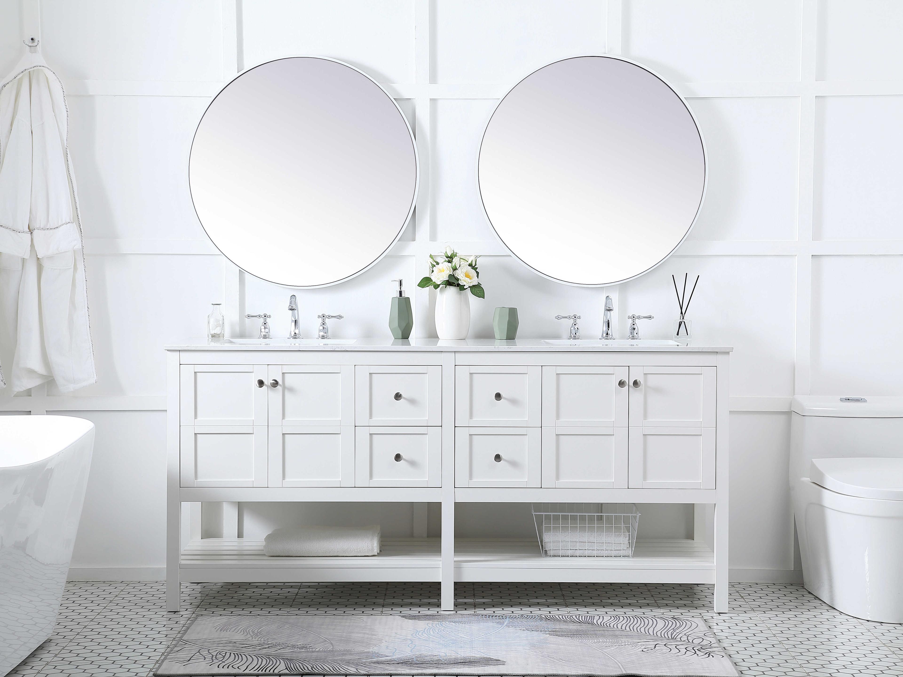 Elegant Lighting Theo White 72" Vanity